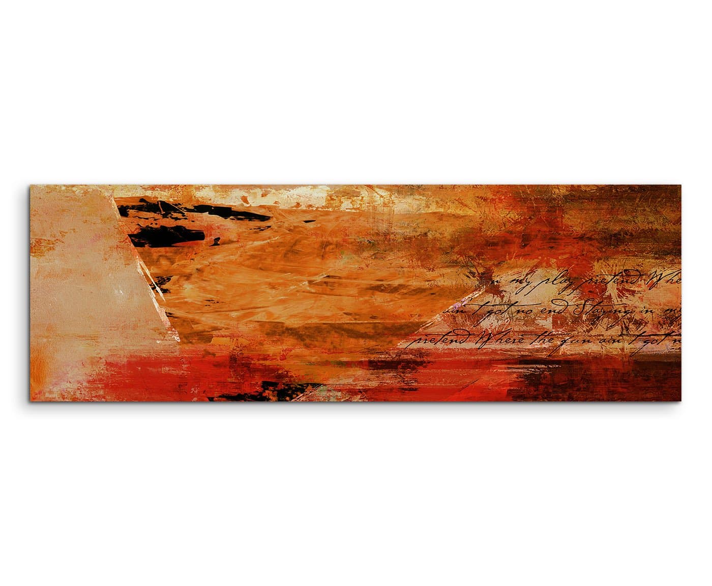 150 x 50 cm Panoramic Picture Abstract Canvas Art Print Wall Picture Painting Grunge Red Orange Beige