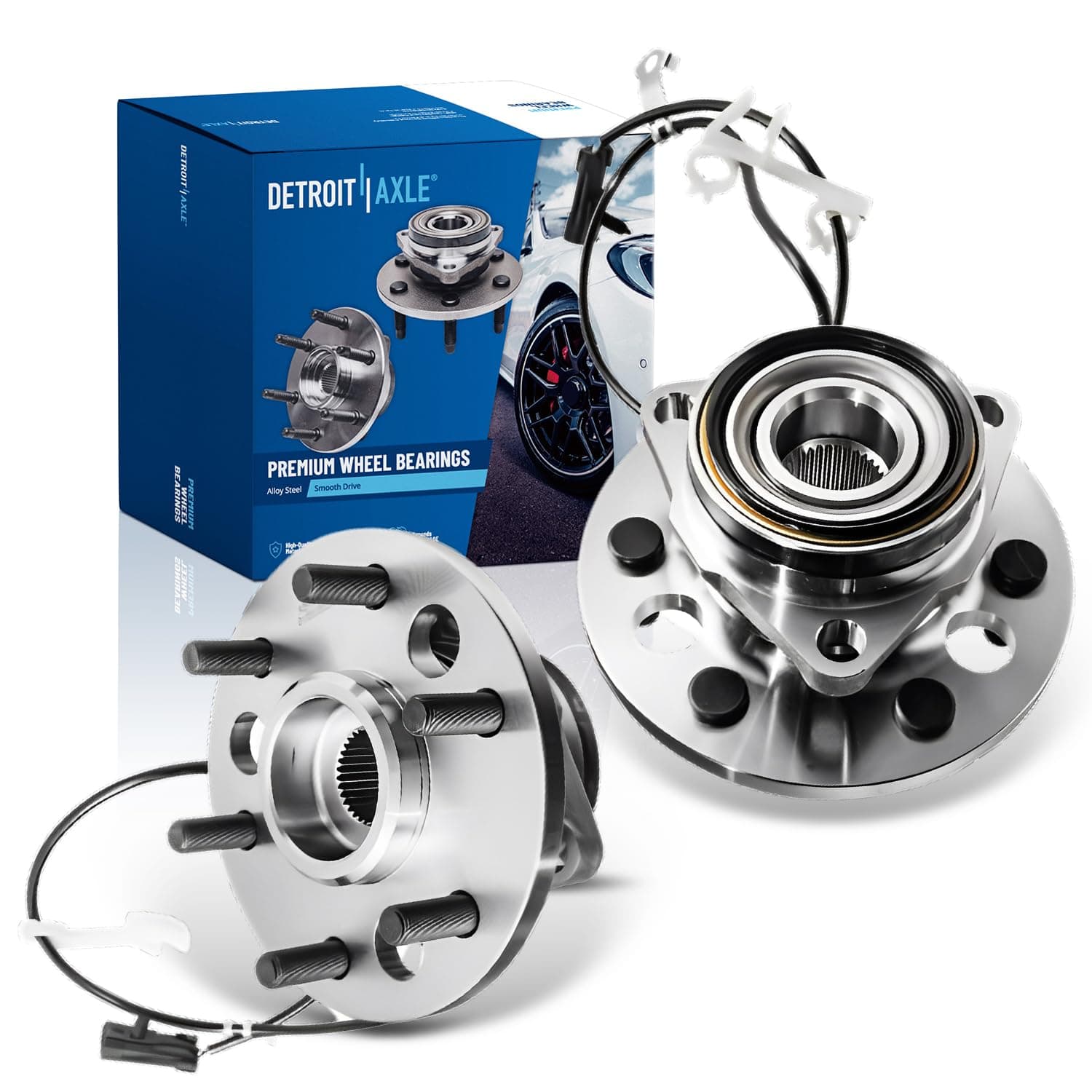 Detroit Axle - 4WD Front Wheel Bearing Hubs for 1995 1996 1997 1998 1999 Chevy GMC K1500 K2500 Suburban Chevrolet Tahoe Yukon Cadillac Escalade Wheel Bearing and Hubs Assembly, Pair Hubs Replacement