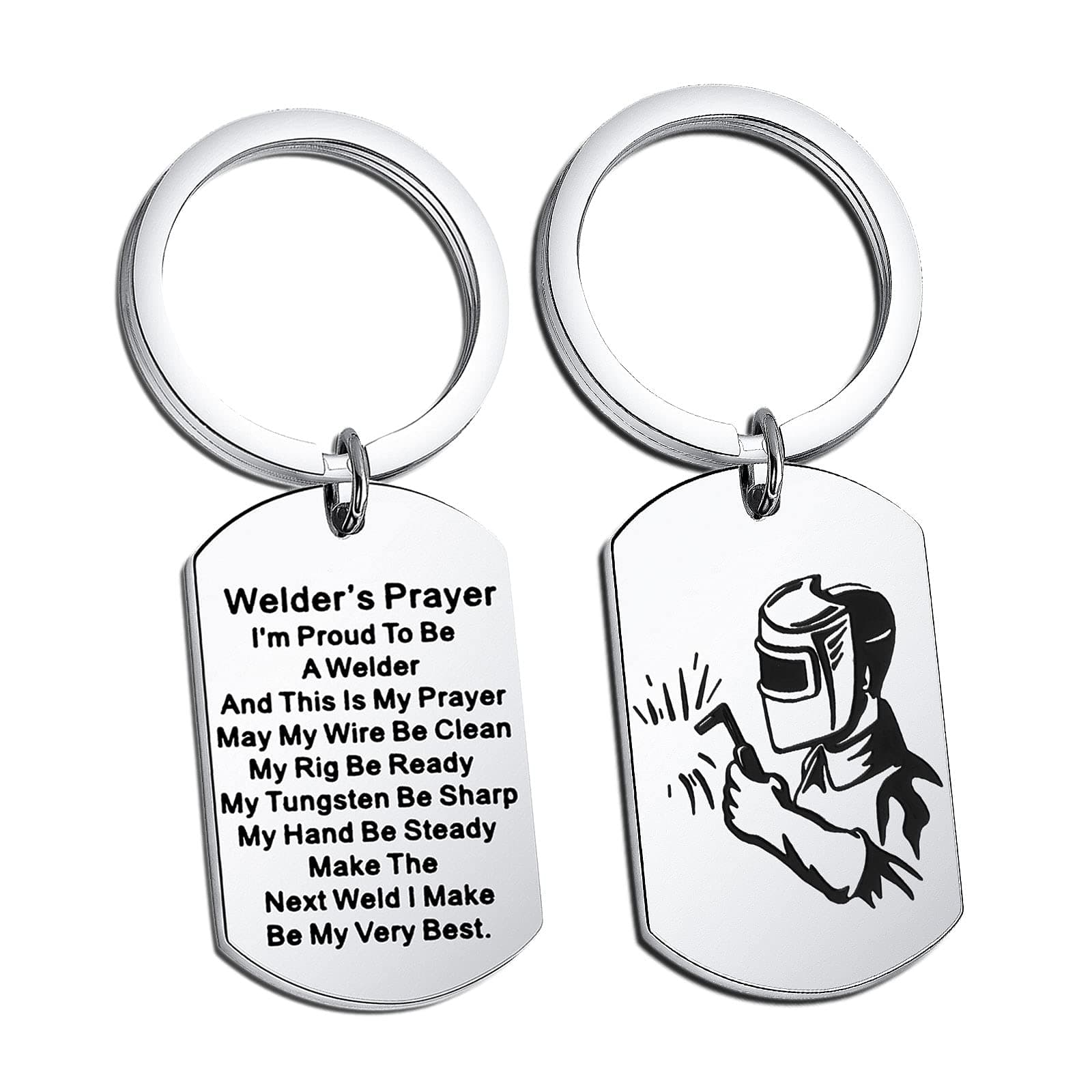 GenericWelder Gift Welder Keychain Welder's Prayer May My Wire Be Clean Dog Tag Keychain