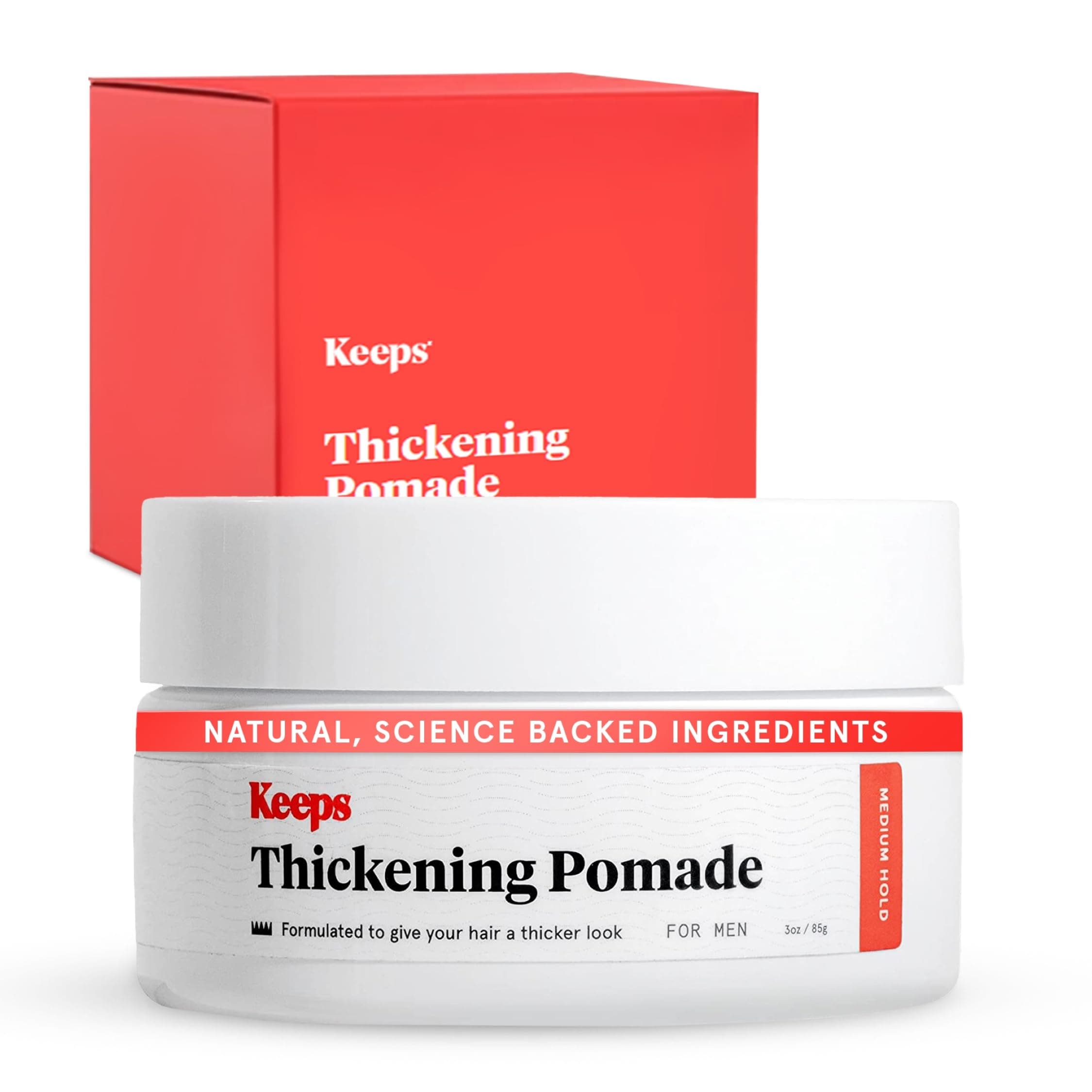 Matte Thickening Hair Pomade for Men - All-Day Medium Hold Styling Pomade with Natural Ingredients for Visibly Thicker, Fuller Hair - Biotin, Caffeine, Green Tea & Saw Palmetto