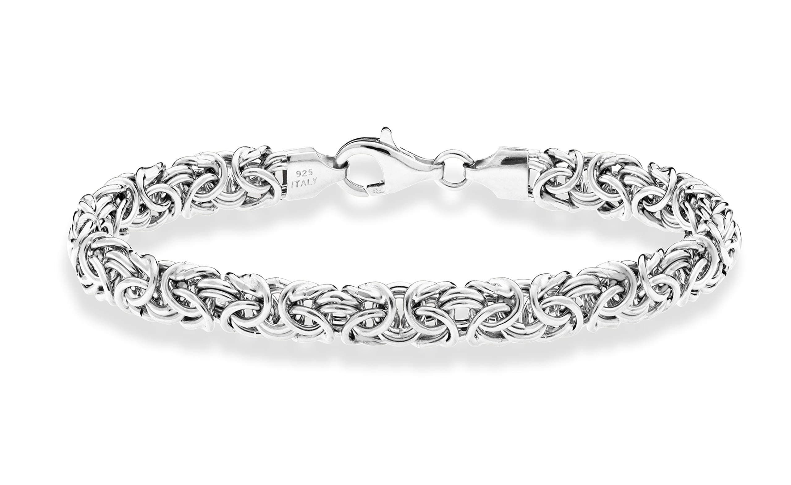 Miabella Italian 925 Sterling Silver Byzantine Bracelet for Women, Handmade in Italy, X-Small with 0.5 Extension, Small, Medium, Large, Sterling Silver