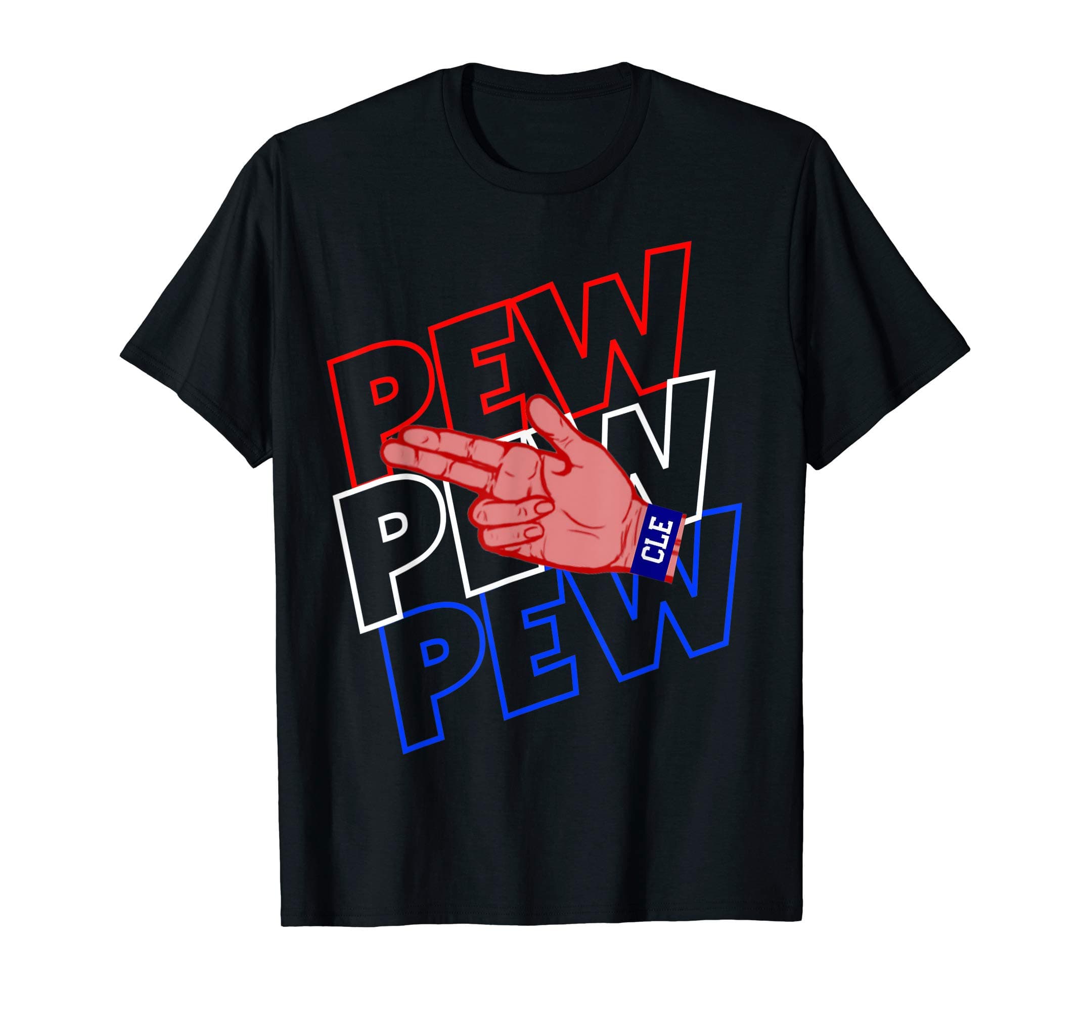 Pew Pew Pew Finger Gun Cle Football T-Shirt