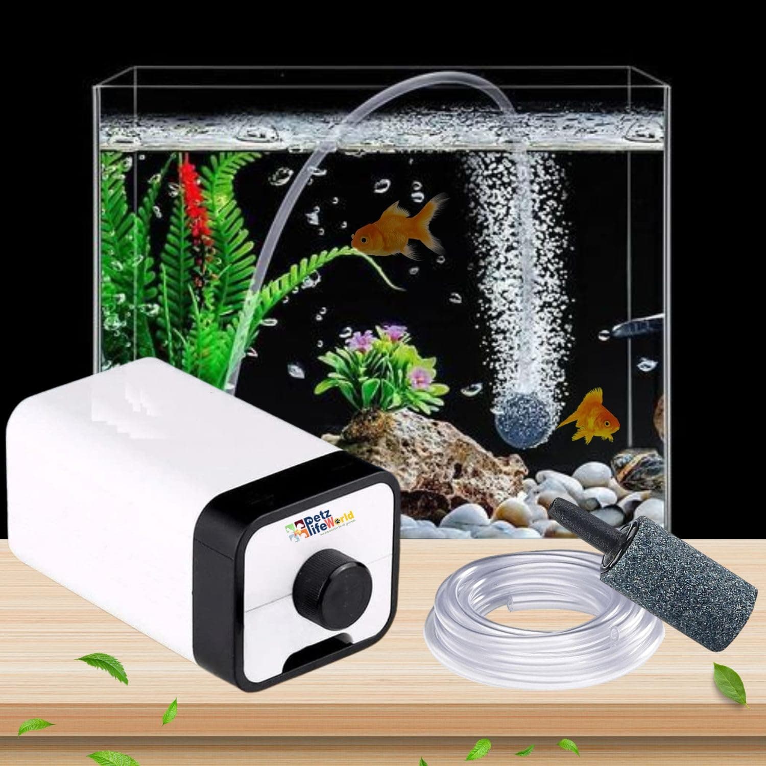 VAYINATO CT Series Air Volume Adjustable Aquarium Oxygen Air Pump with 2 Meter Air Tube and 1 Air Stone for Fish Tank (CT-201|1 Way), 1.5 Liters per Minute