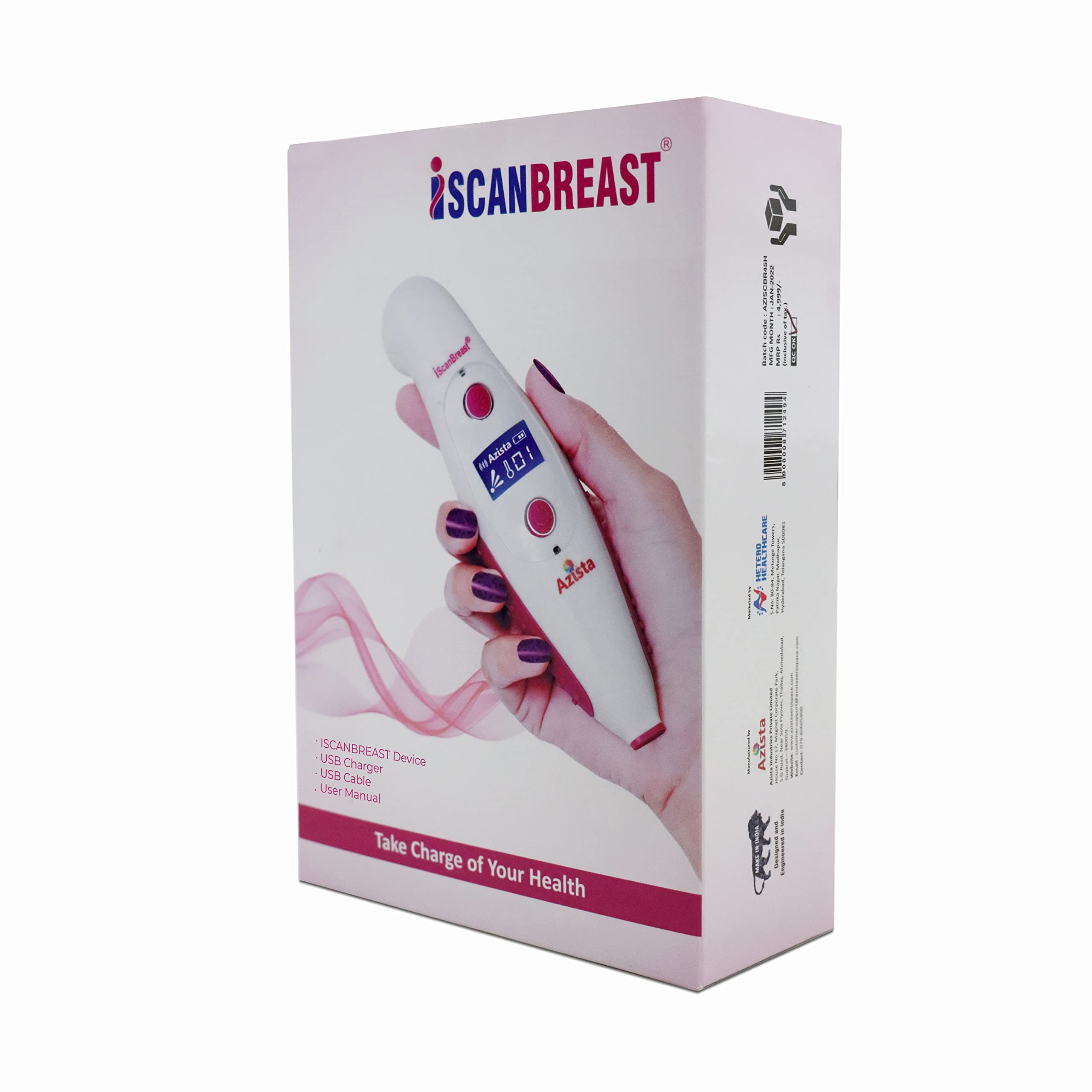 - iSCANBREAST - Self Breast Screening Device with Advanced Red LED Technology for Early Screening of Breast Abnormalities - Portable & Rechargeable Examination Device