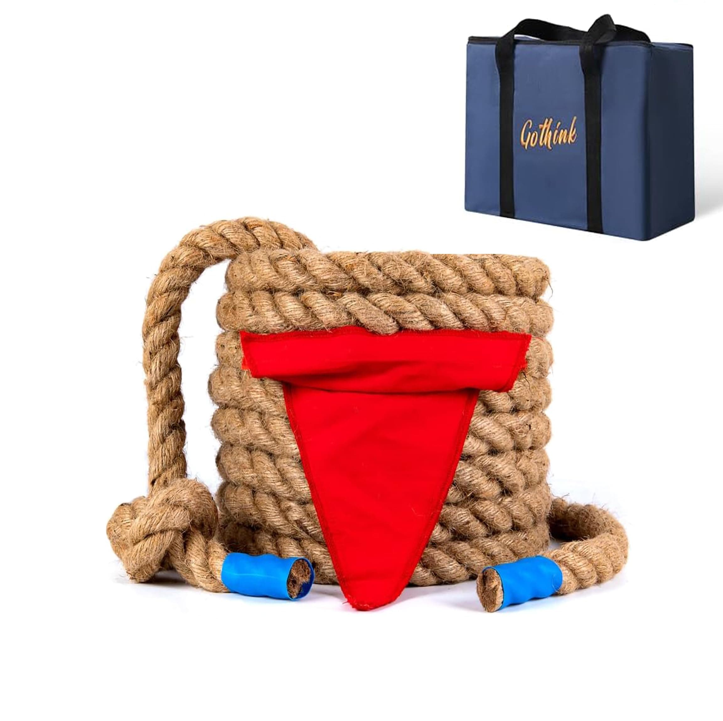 Gothink 33 FT Tug of War Rope Toys Set for Kids - Soft Natural Jute Fiber Rope with Red Flag for Field Day, Birthday Holiday Party Game, Camping Backyard Outdoor Games & Team Activities