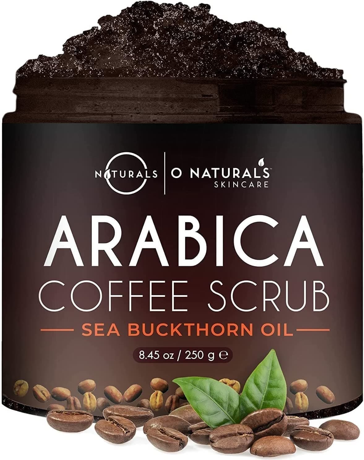 O Naturals Exfoliating Scrub, Natural Dead Sea Salt Deep-Cleansing Face & Body Scrubs. Tones Helps Oily Skin, Dead Skin Remover - Coffee Arabica 8.45oz