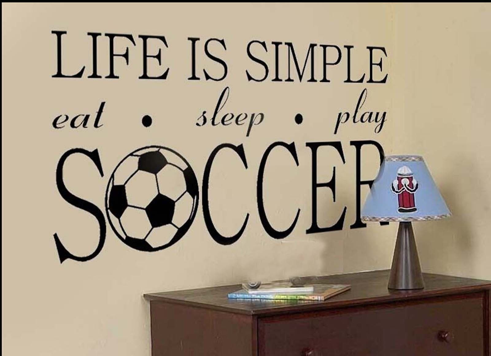 World Cup Life Is Simple Eat Skeep Play Soccer Wall Decal Sticker Living Room Stickers High 45cm Wide 57cm Black Color