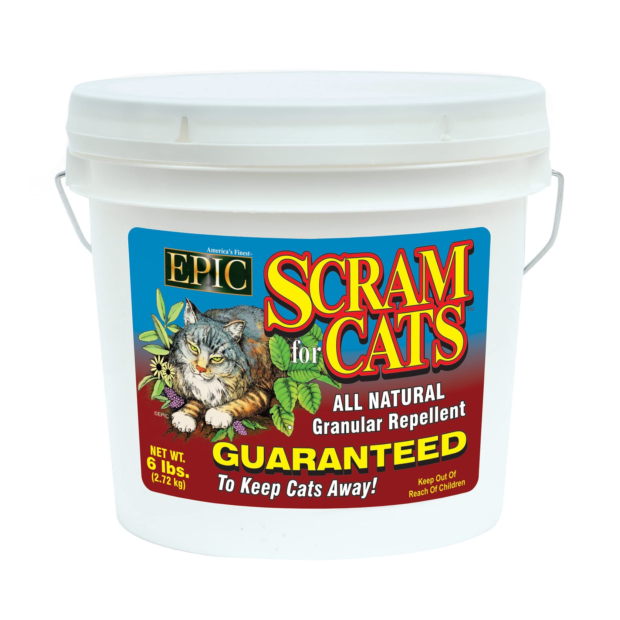 Epic Scram for Cats Outdoor Organic All Natural Granular Animal Repellent Tablets Garden and Yard Protector, Repels with Scent, 6 Pound Bucket