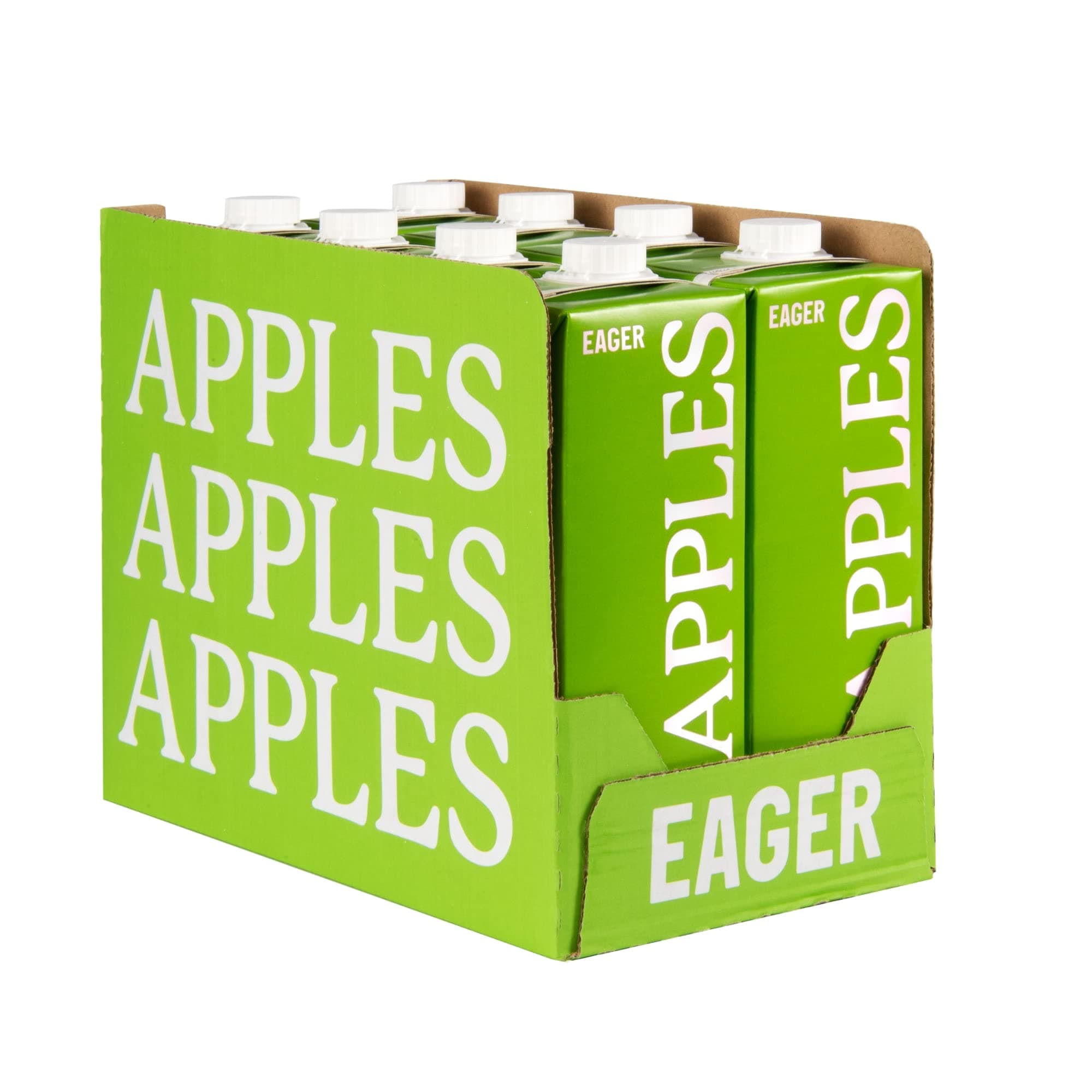 Eager Apple Juice 100% Pressed, Refreshing Fruit Drink, NFC Not From Concentrate, 1 Litre (Pack of 8)