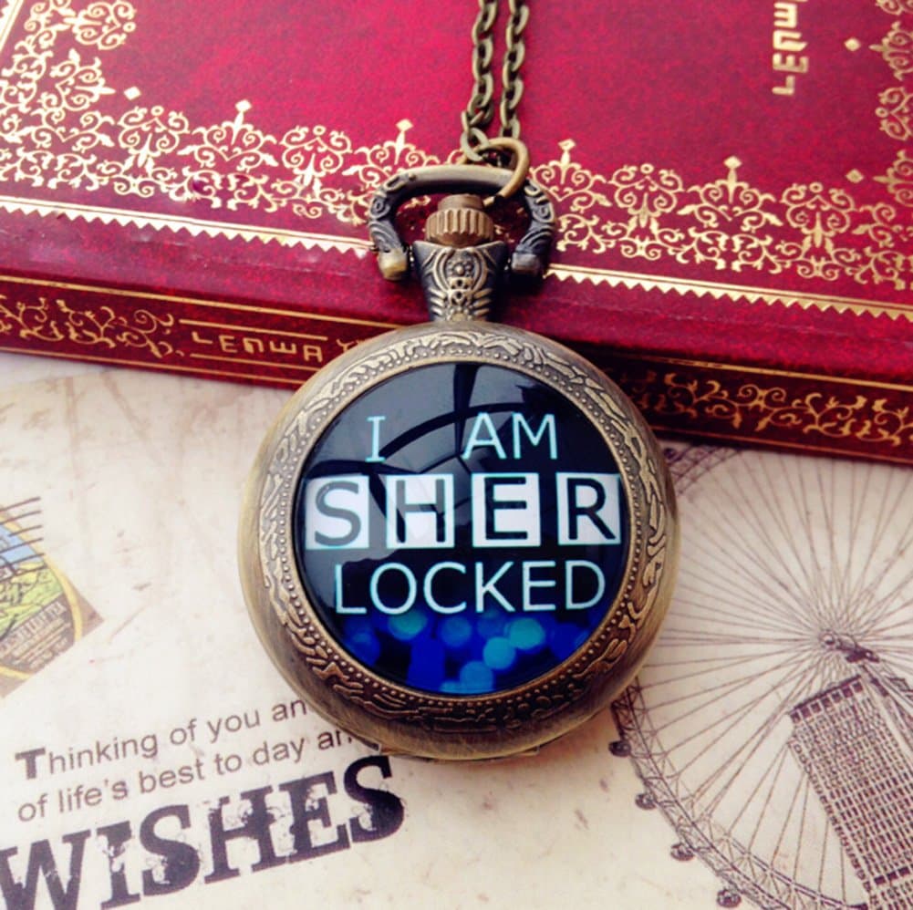 Sherlock Holmes I Am Sherlocked Pocket Watch Quartz Watch Necklace