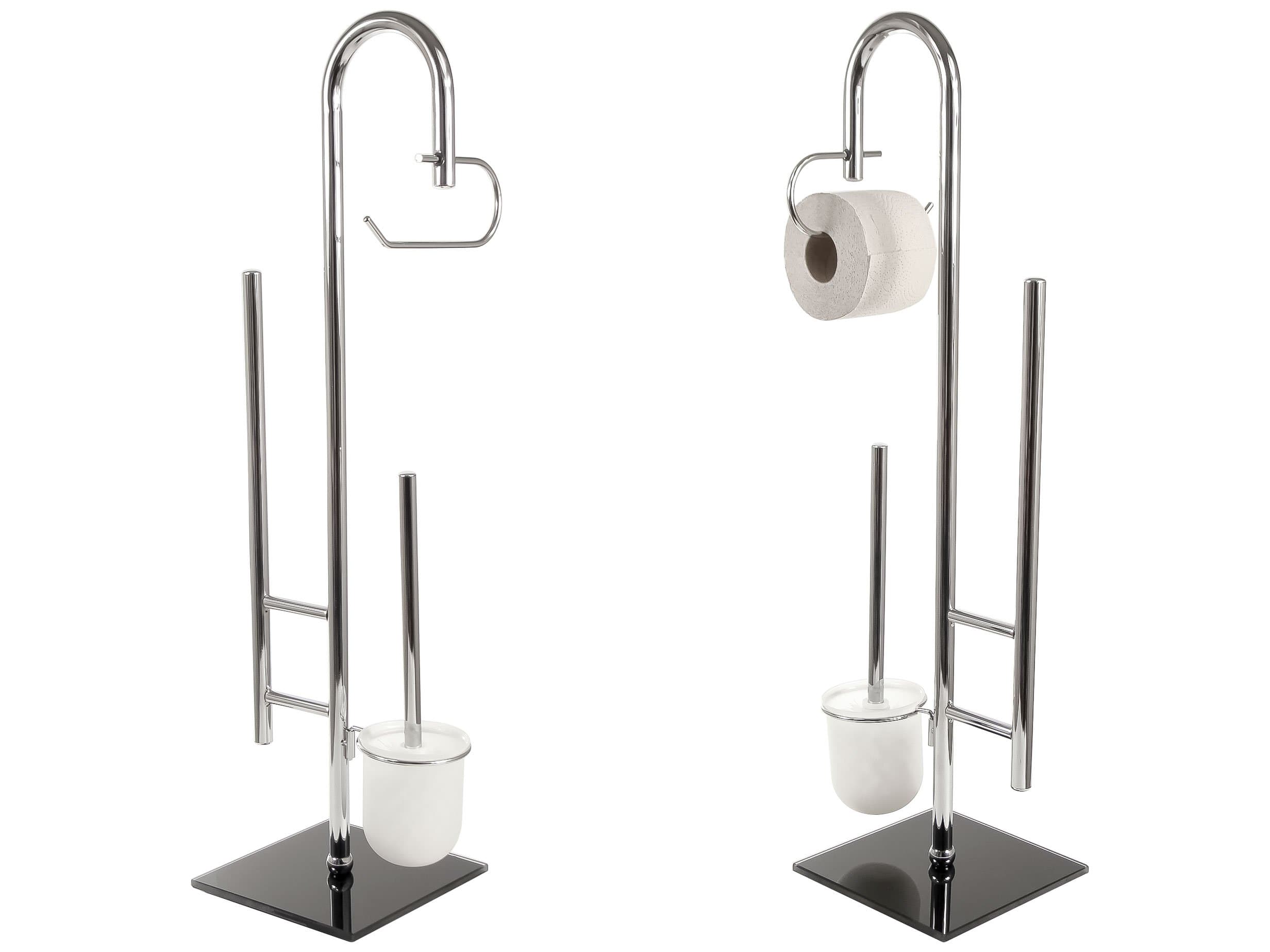 Elegant Stainless Steel Bathroom Toilet Paper and Brush Holder Iweks HomeStyle (Silver 2)