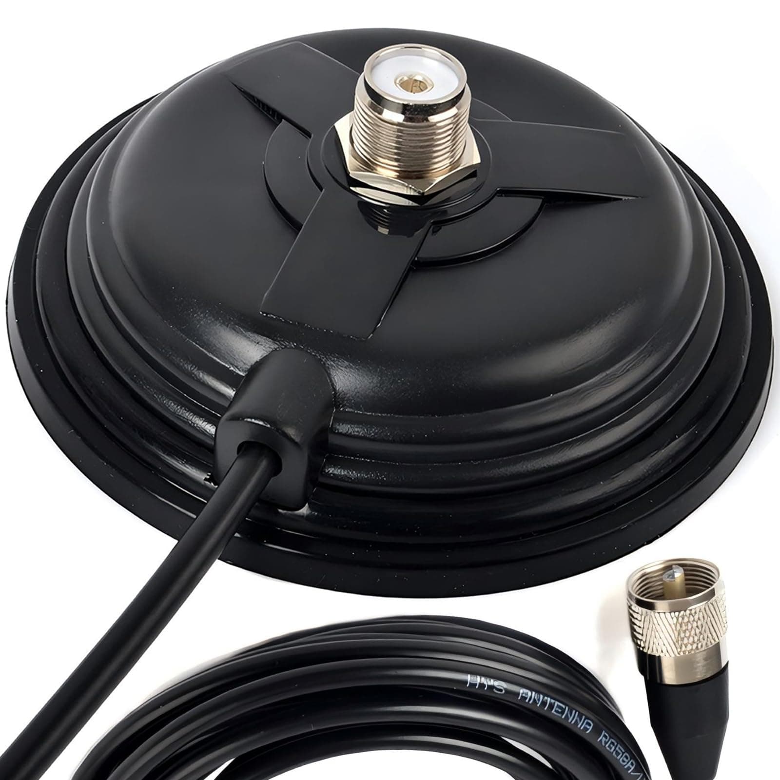 TC-110M CB/VHF/UHF/HF Ham Radio Antenna Magnet Mount SO-239 Connection Style W/5M(16.4ft) RG58 Coaxial Cable PL-259 Plug