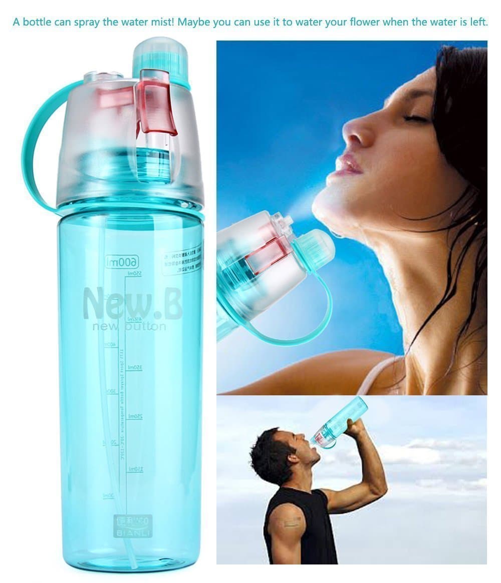 Saysha Water Mist Spray Water Bottle 600 ml Plastic Sports Spray Water Bottle for Outdoor Bicycle Cycling Sports Gym Drinking Bottles