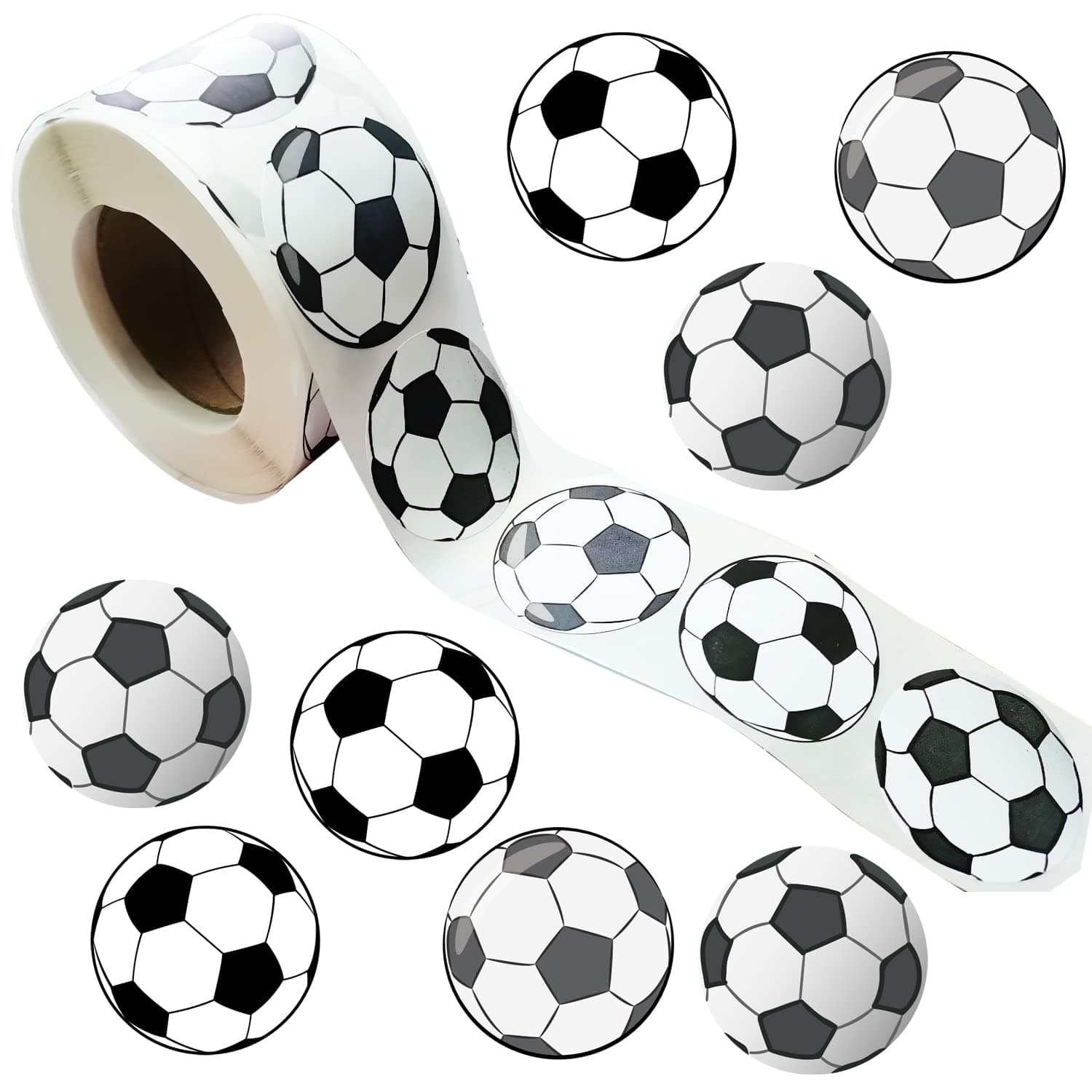 500 Pieces Soccer Party Decorations Labels Roll Stickers - Soccer Sport Party Supplies Decor Favors Jar Containers Letter DIY Sticker Labels Decals