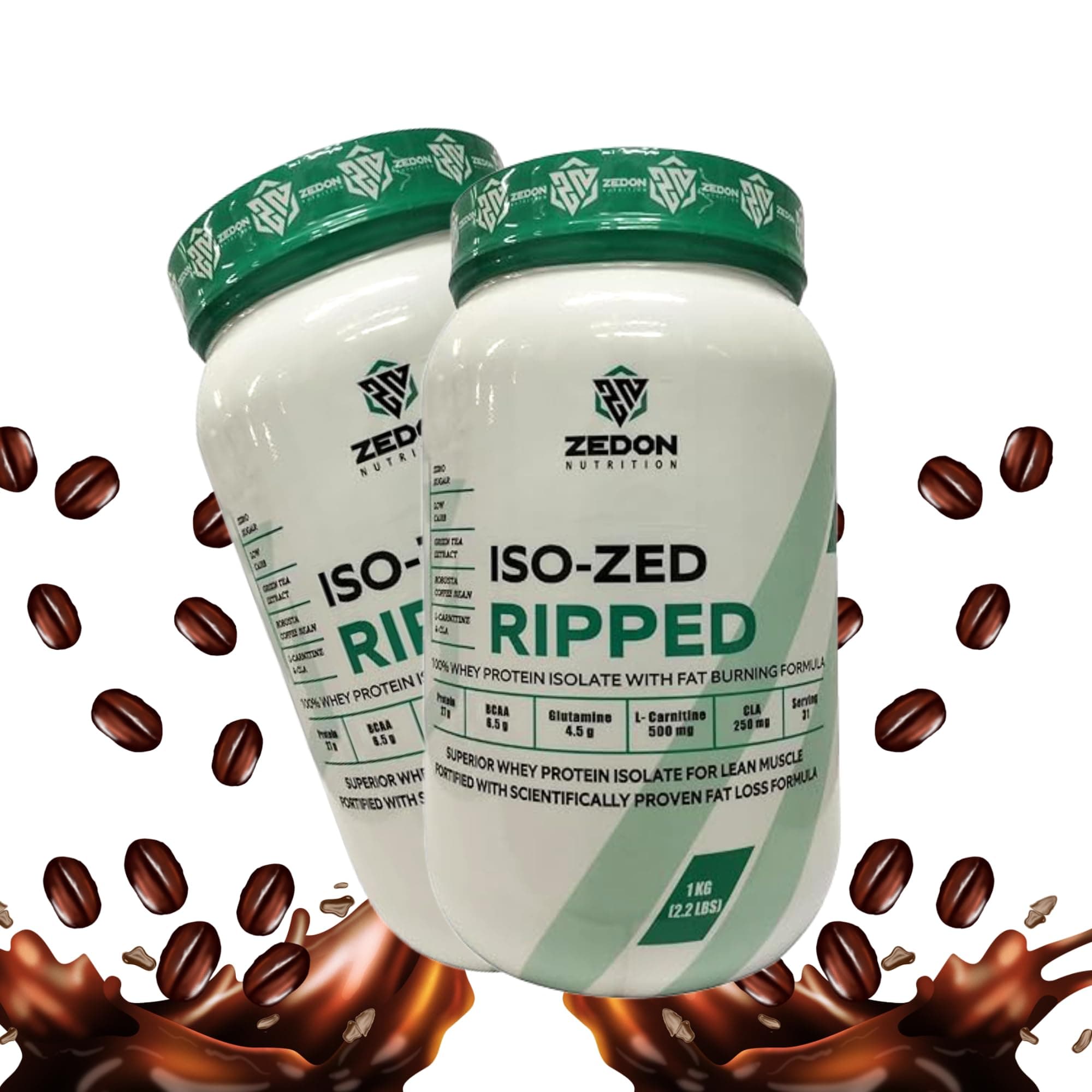 100% Isolate Whey ISO-ZED Ripped Whey Protein Isolate, Lean Muscle & Fat Burning Supplement (Coffee, 1 KG)