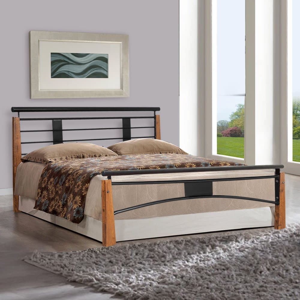 Metallika York Queen Size Metal Bed (Steel - Black) By FurnitureKraft