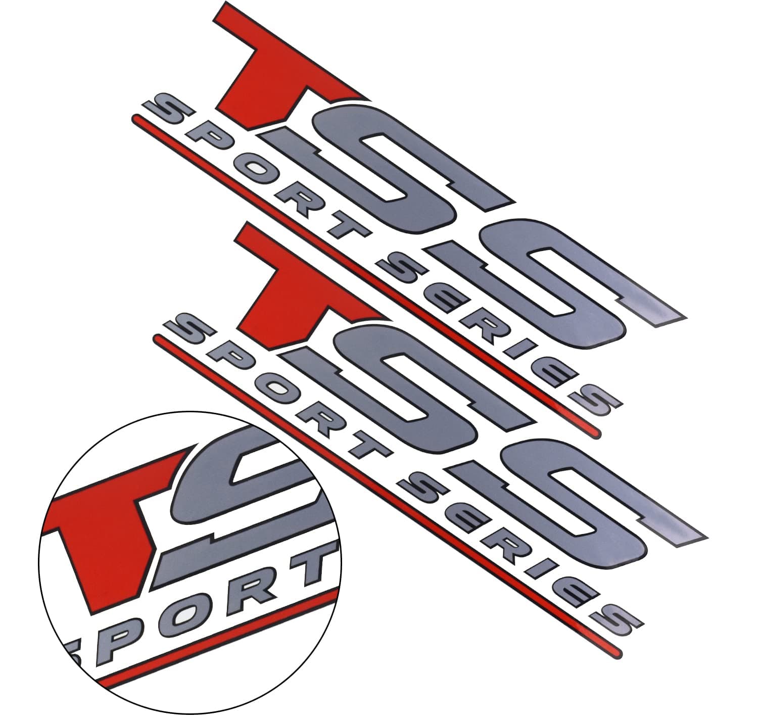 Pair Set TSS Sport Series Decal Sticker Vinyl Suitable for TSS (Gray Red)