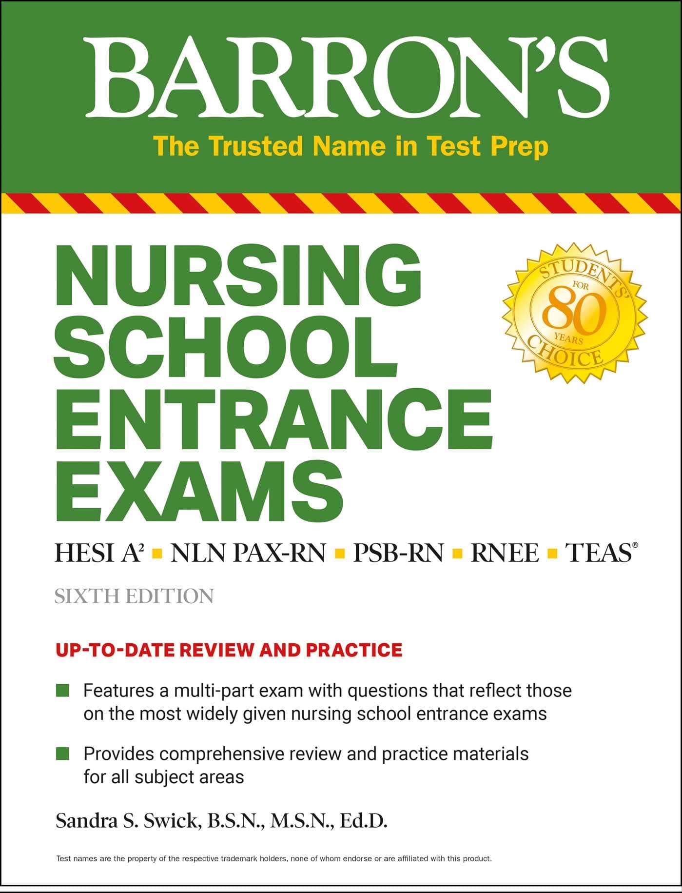 Nursing School Entrance Exams: HESI A2 / NLN PAX-RN / PSB-RN / RNEE / TEAS (Barron's Test Prep)