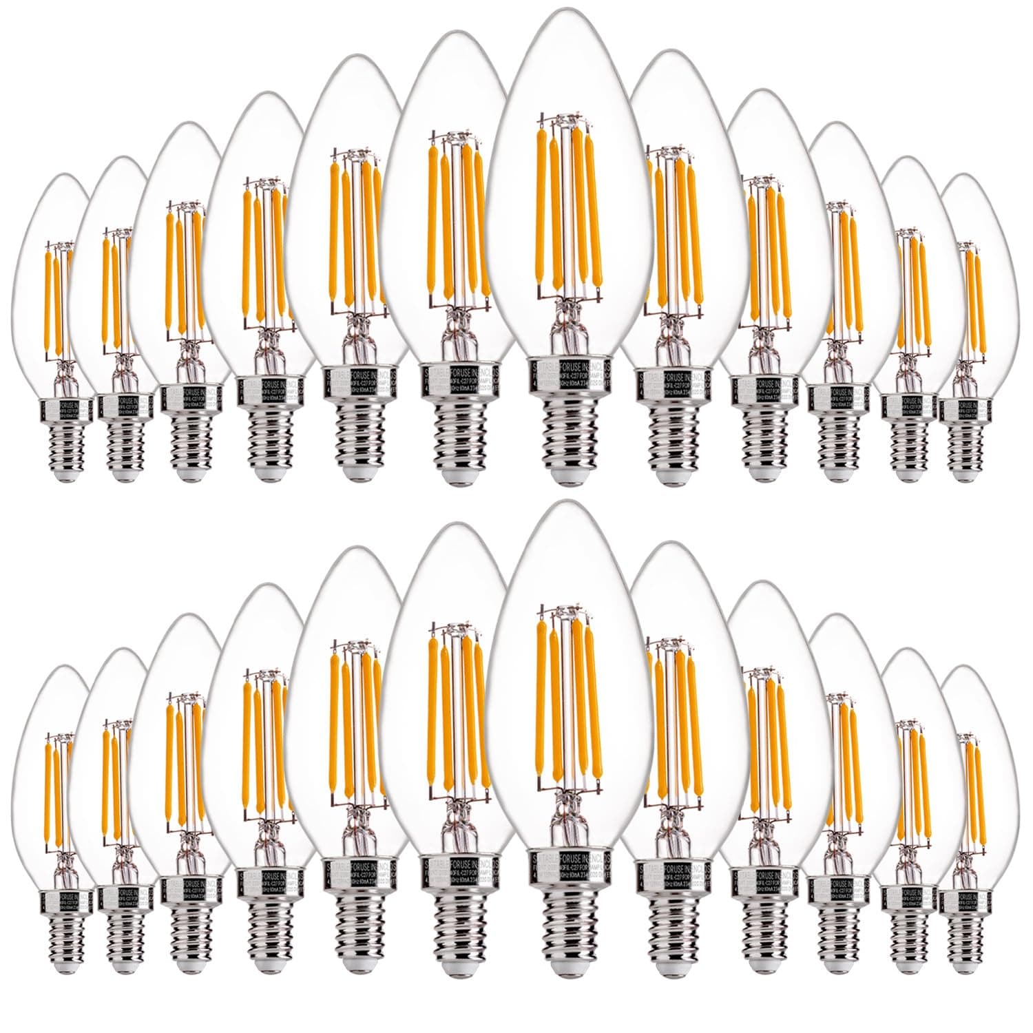 FLSNT 24 Pack LED Candelabra Bulbs 60W Equivalent, B11 Dimmable LED Chandelier Light Bulbs, E12 Base, 2700K Soft White