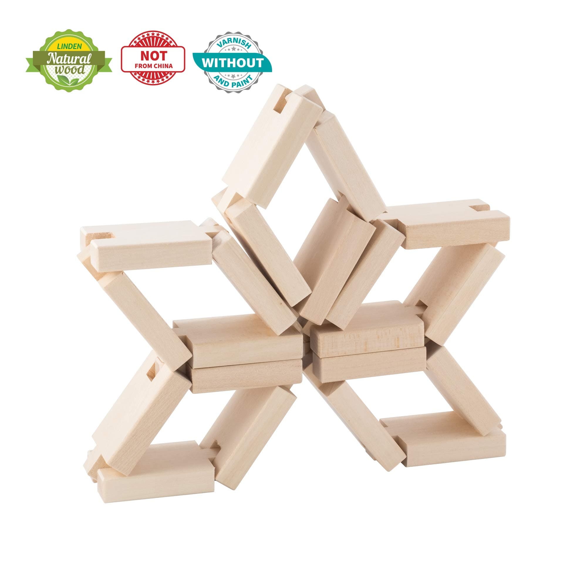Essential Toys Wooden Blocks for Toddlers. Early Kids Interconnecting Blocks Made Mostly by Hand Not in China.
