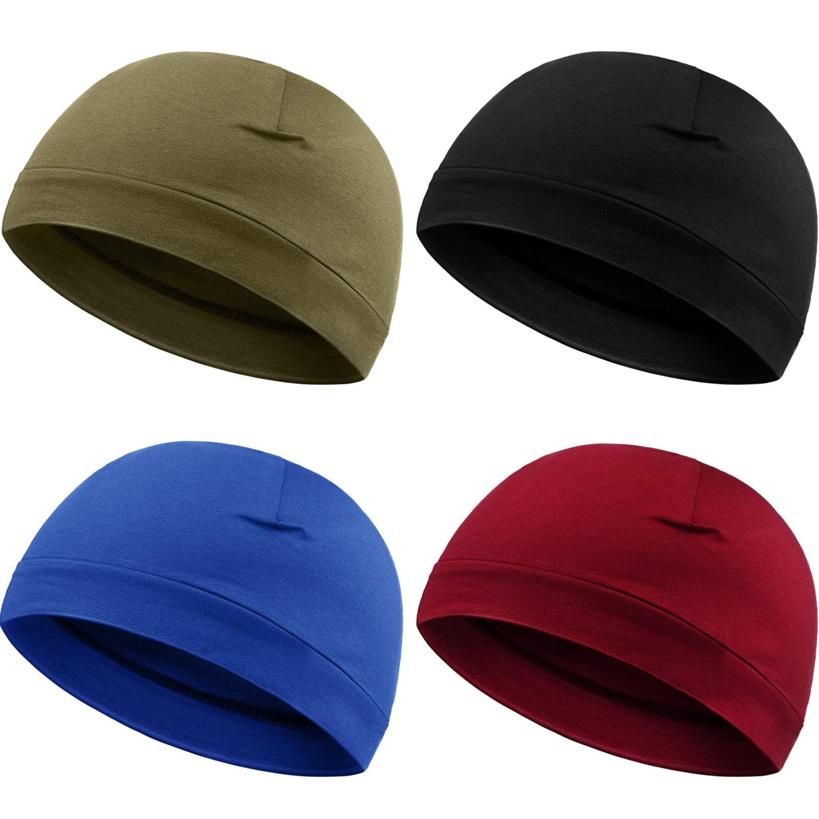 4 Pcs Cotton Skull Caps for Men Women Breathable Beanie Thin Sleep Hat Night Running Cap Helmet Liner for Cycling Gym
