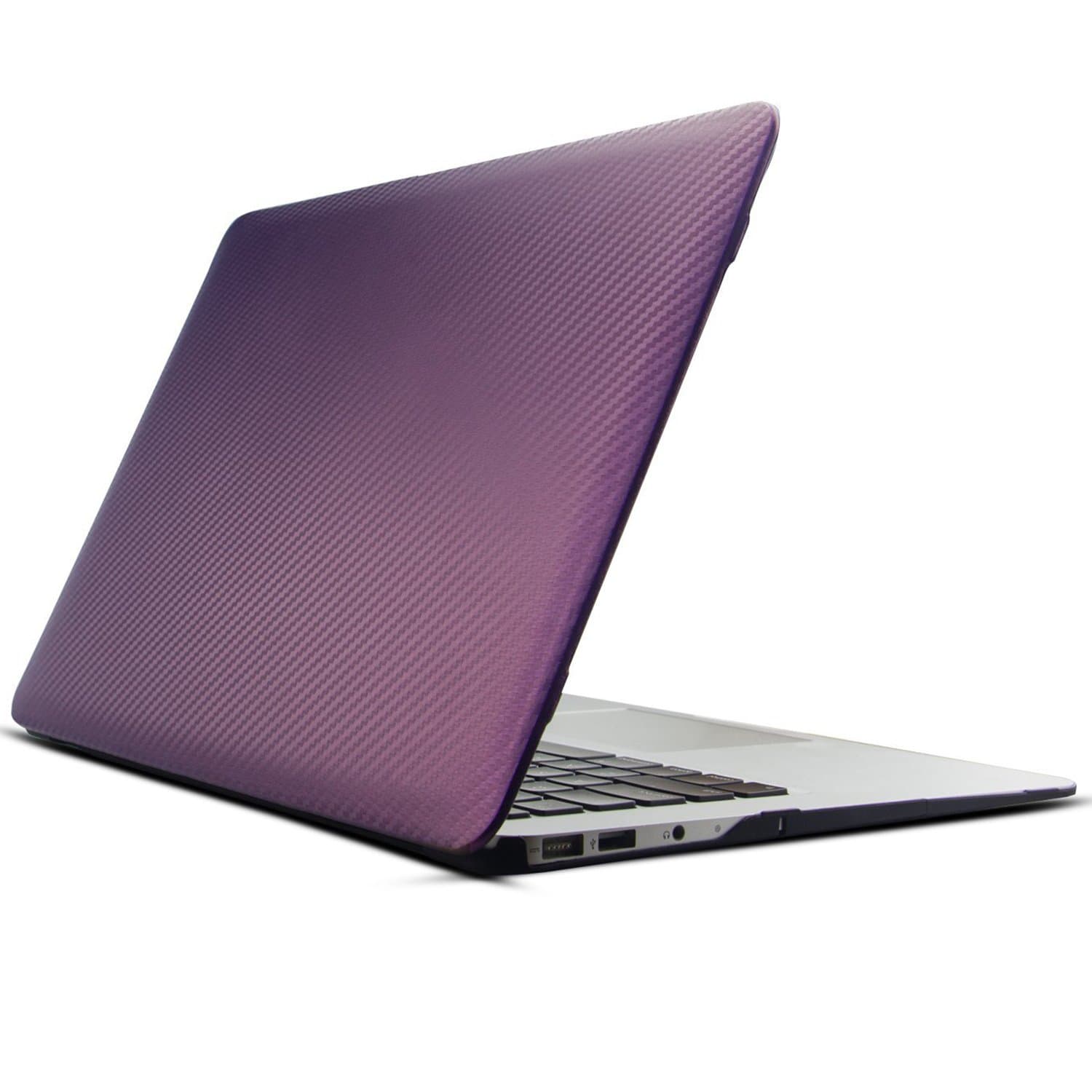 HuGee PU Leather & Carbon Fiber Fabric Coated, Hard Case for MacBook Air 13 Inch (Model: A1369/A1466), 13.3" Mac Book laptop Cover - Black Bottom Purple Top
