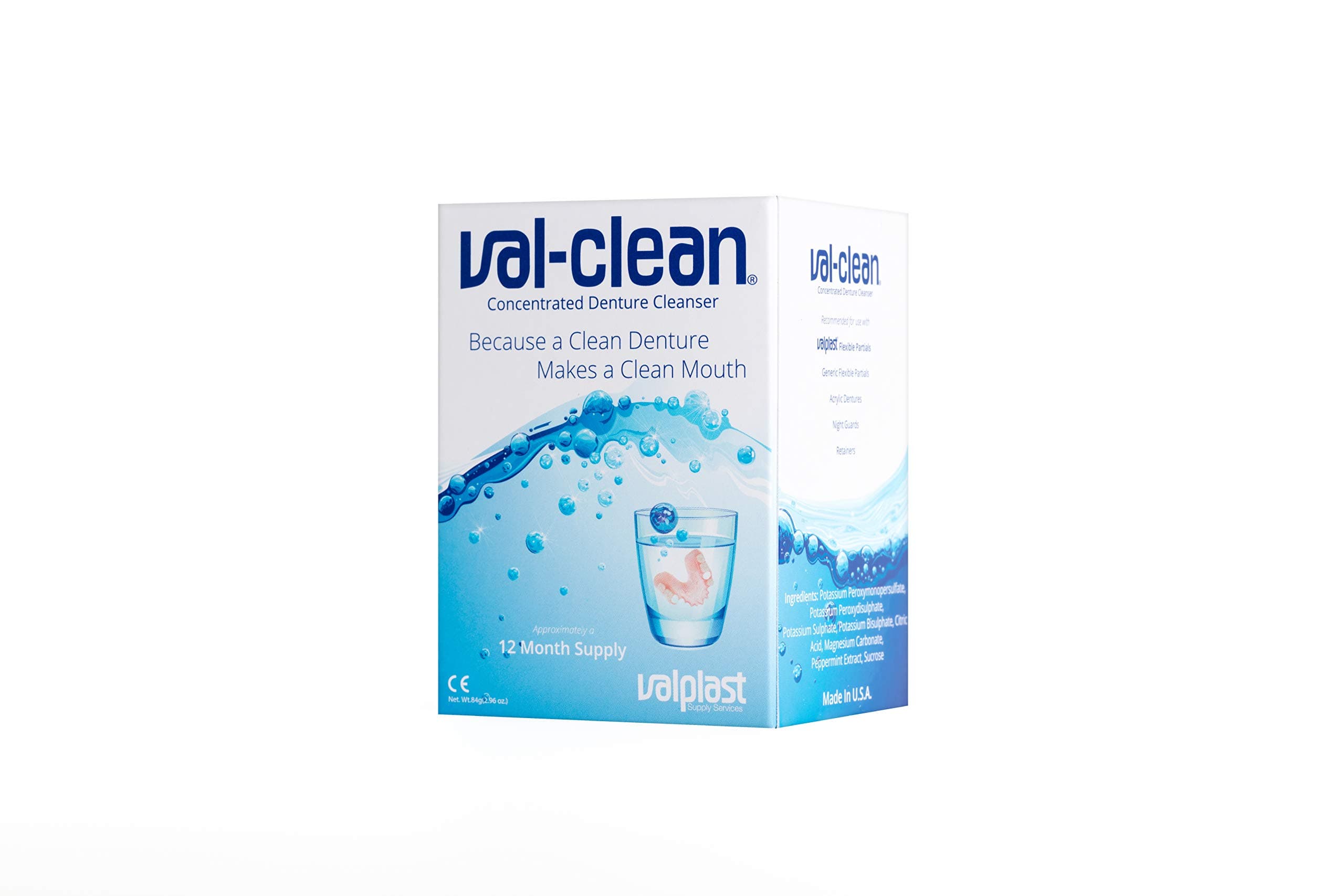 Concentrated Denture Cleaner 12 Sachets - 1 Year Supply For Valplast Flexible Dentures & All Other Appliances