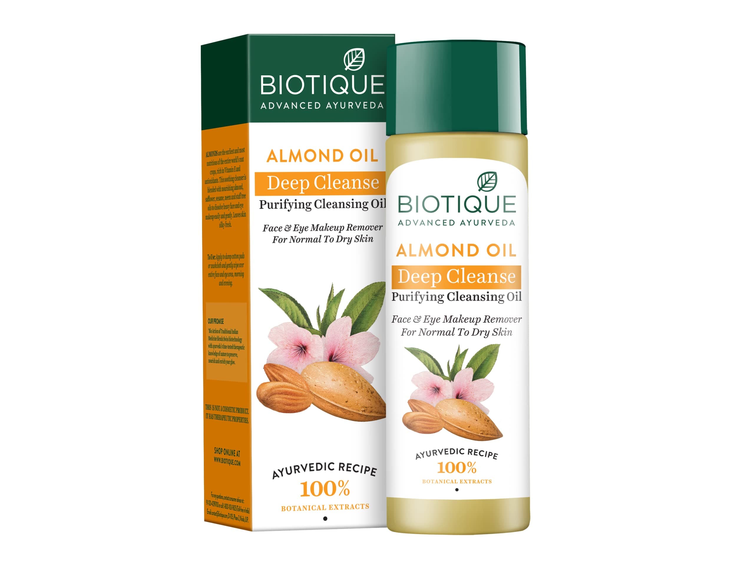 Biotique Almonmd Oil Deep Cleanse Purifying Cleansing Oil Face & Eye Makeup Remover For Normal to Dr
