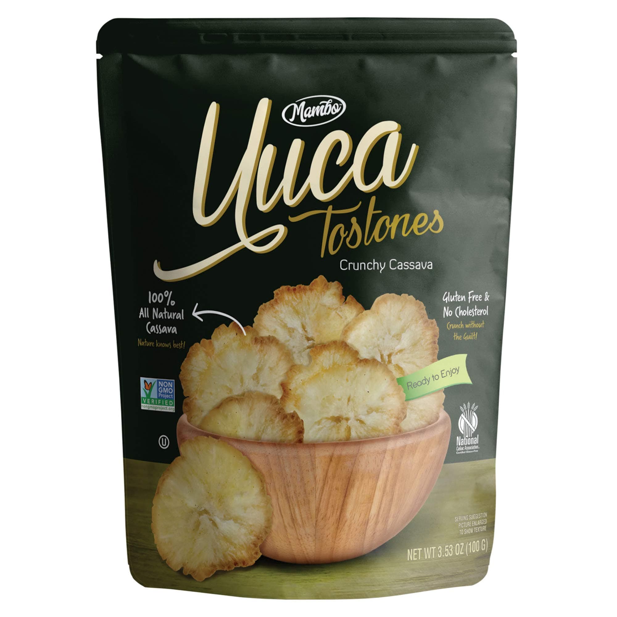 Mambo Tostones, All Natural Yuca Tostones, 3.53 oz Unit, 1 Bag, Yuca Chips, Gluten-Free, Only Three Ingredients Cassava Tostones