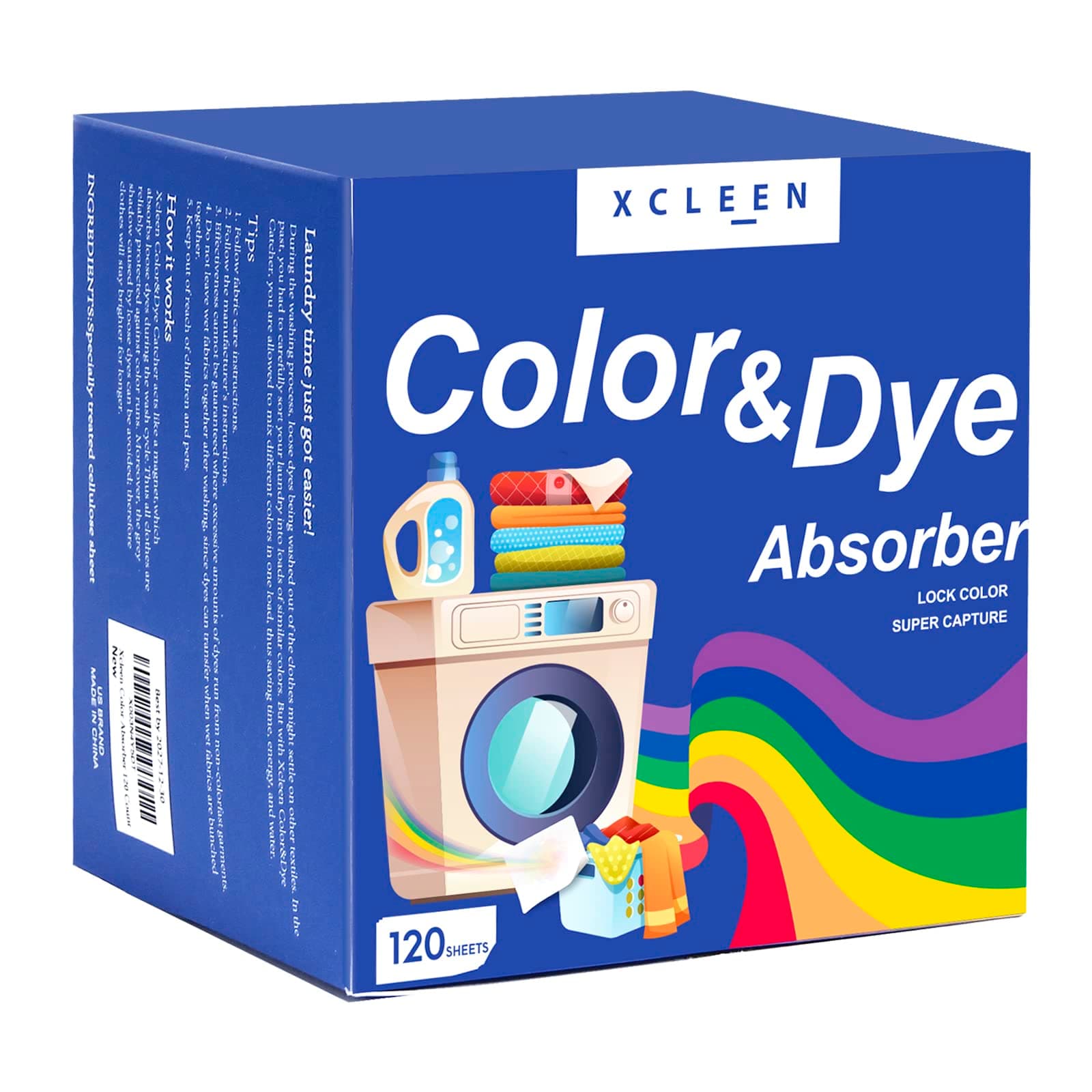 Color Absorber Laundry Sheets 120 Count, Dye Catcher to Prevent Clothes from Smearing, Fragrance Free Color Trapping Sheets for Home School or Apartment