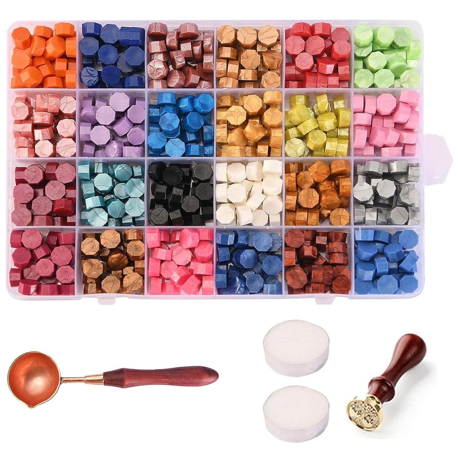 600Pcs Sealing Wax Beads Kit Colorful Wax Seal Stamp Kit with Candles Spoon Seal Stamp for Letters, Crafts Decorations Wedding Invitations