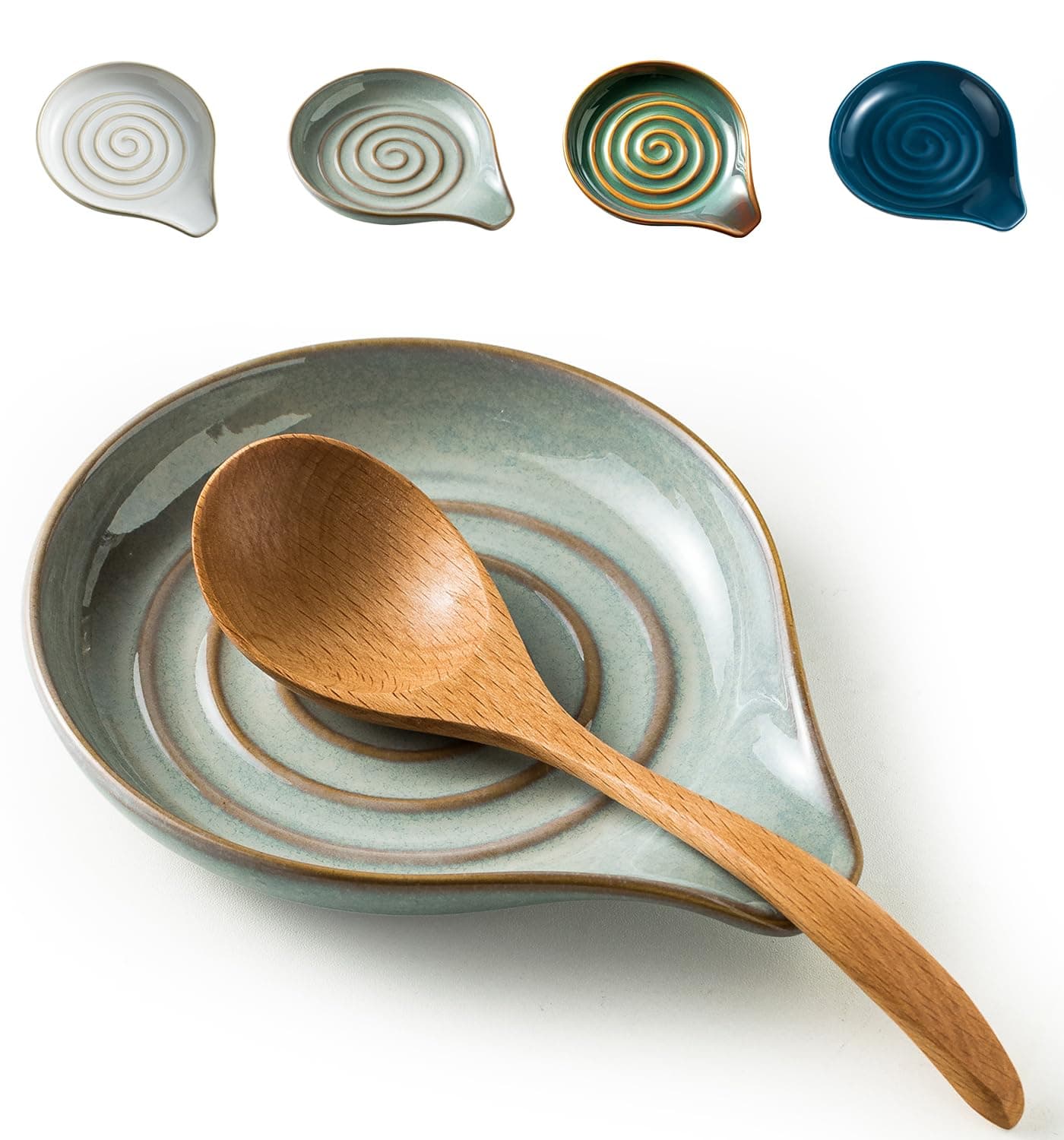 Spoon Rest, 5" Large Spoon Holder for Stove Top Ceramic Spoon Rest Large Size Spatula Rest for Kitchen Utensils, Ladle, Coffee Spoons, Cooking spoons, Spatula, Tongs, Housewarming Gifts, Unique Gray