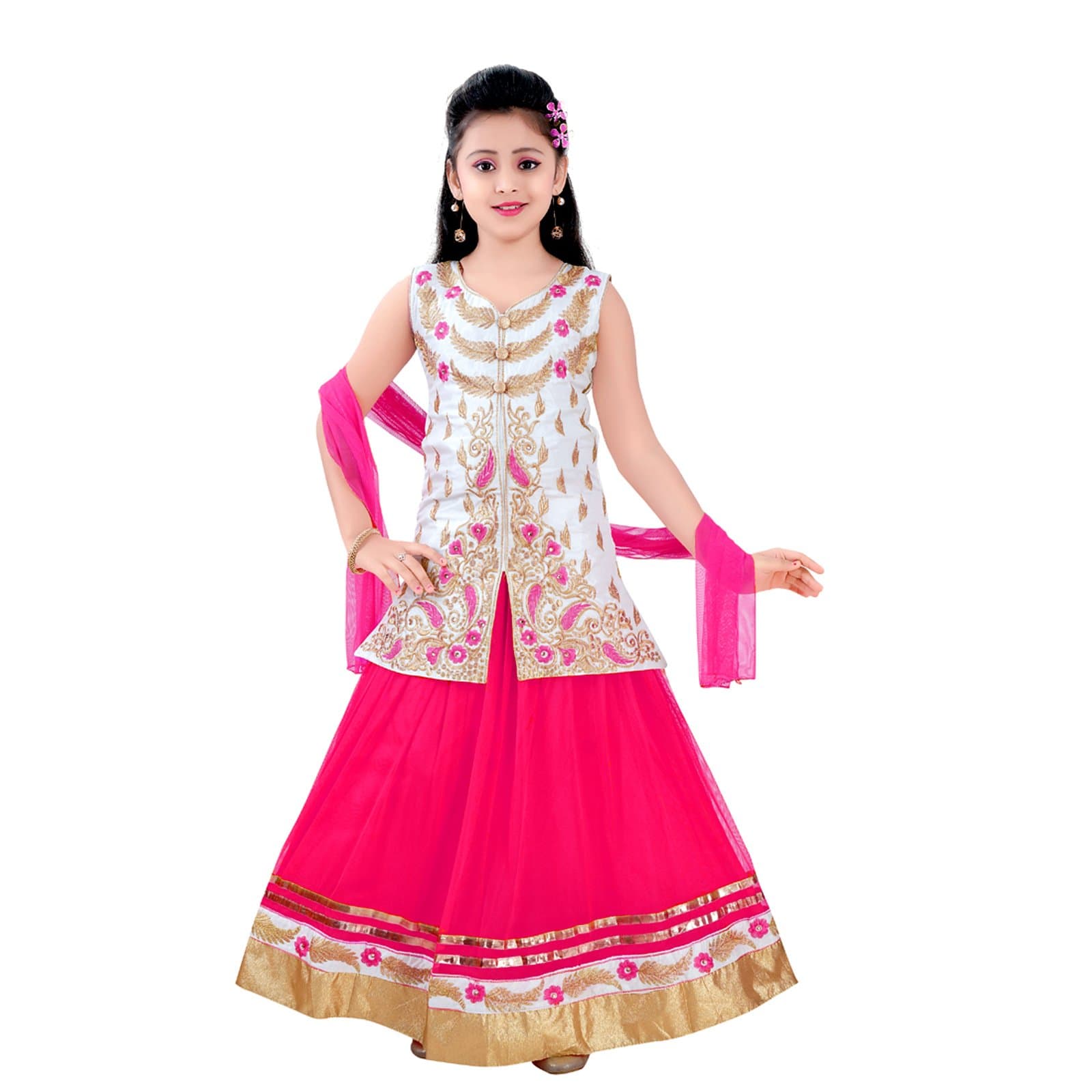 SAARAH Girls Lehenga Choli (N3359PN, Pink)