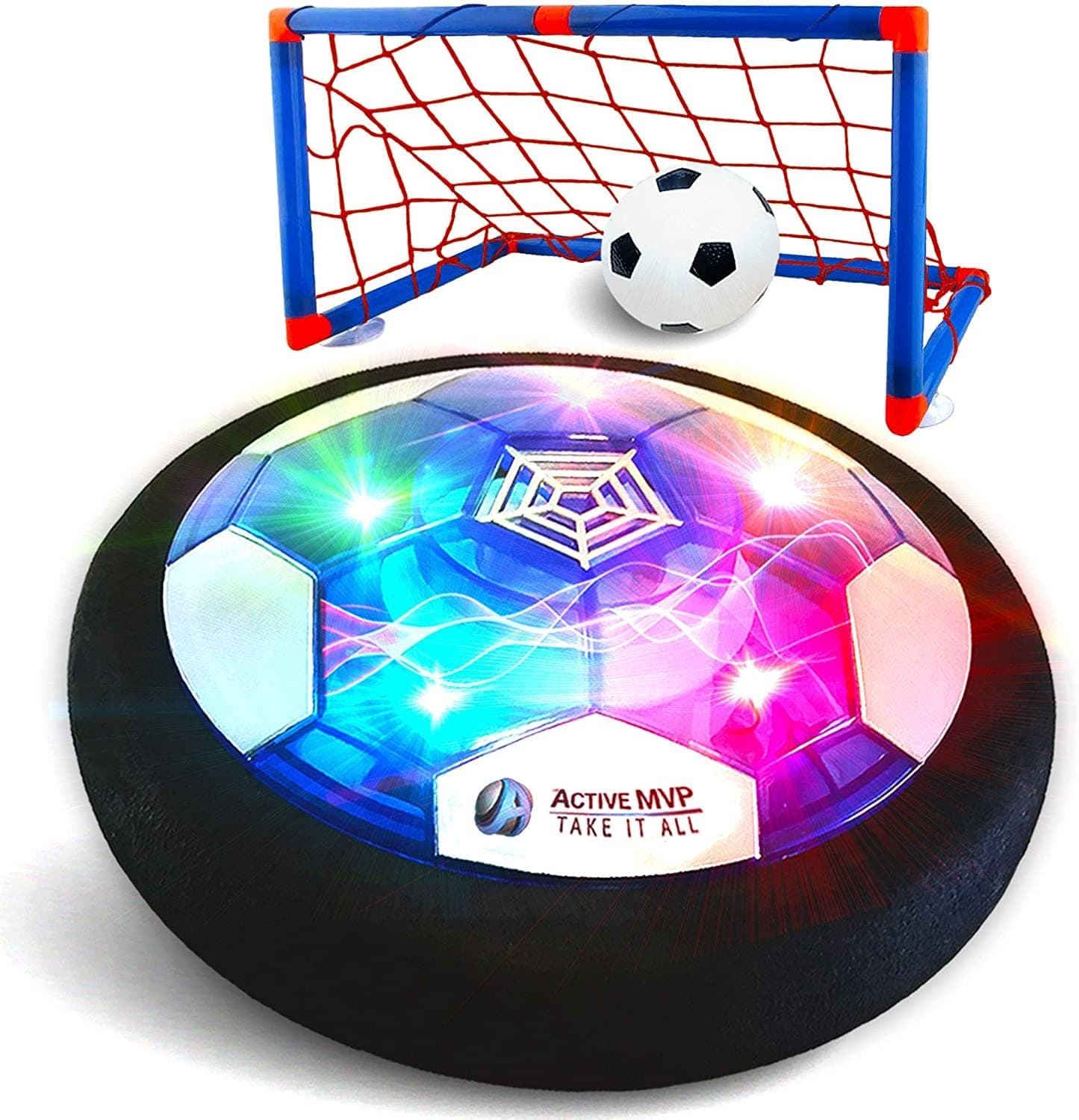 ActiveMVP Kids Toys Rechargeable Hover Soccer Ball Set with 2 Goals, Indoor LED Light Up Fun Air Soccer Game - No Battery Needed, Strong Improved ABS Plastic Quality - Boys Girls Age 3 4 5 6 7 8 9 11+