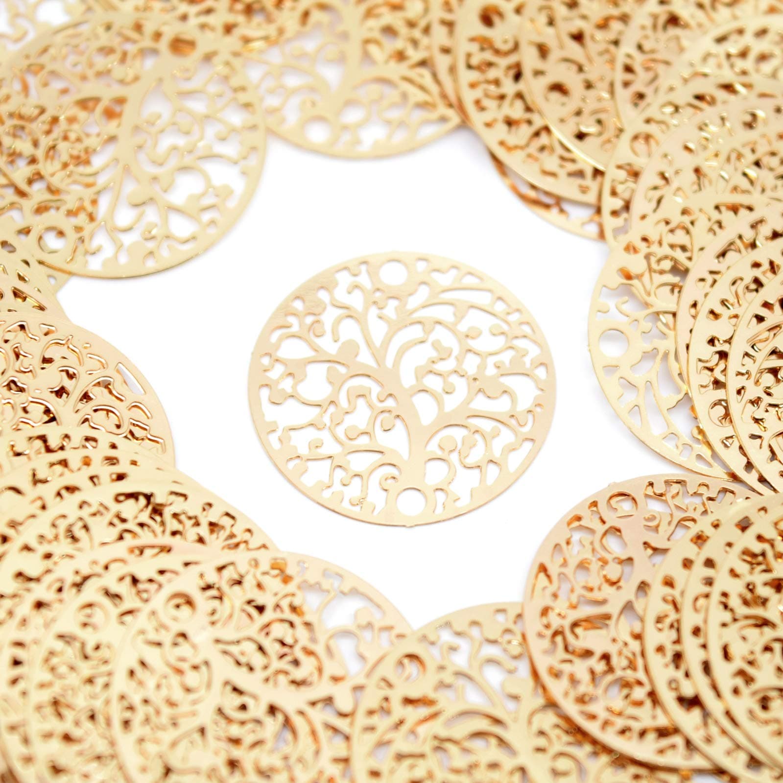 5 x Filigree Silver/Gold Plated Brass Tree Connectors 20mm for Jewellery Making DIY Crafts by STAR BEADS Gold Plated