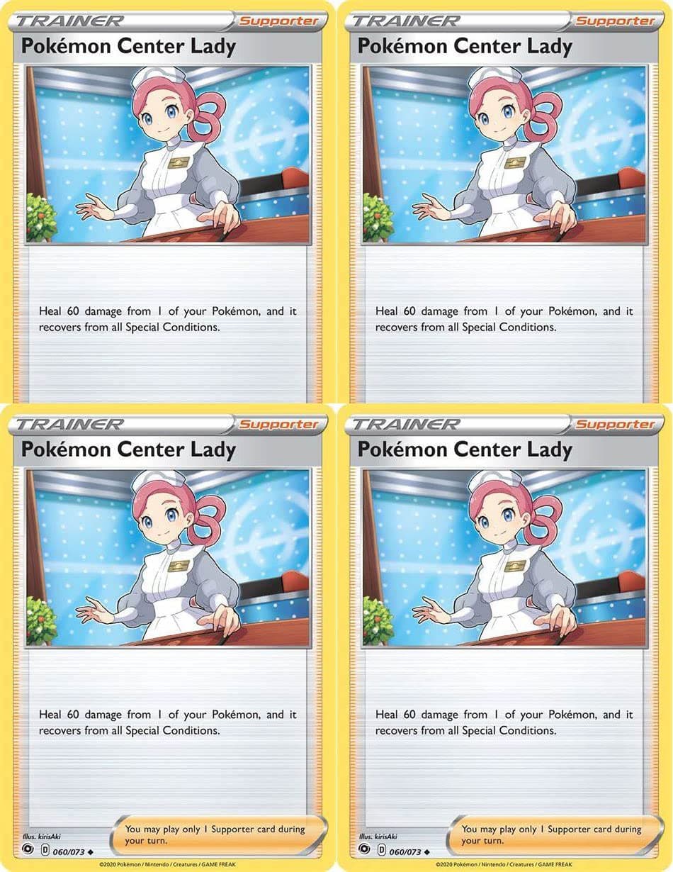PokemonCenter Lady 060/073 - Champion's Path - Pokemon Trainer Card Lot - Playset x4