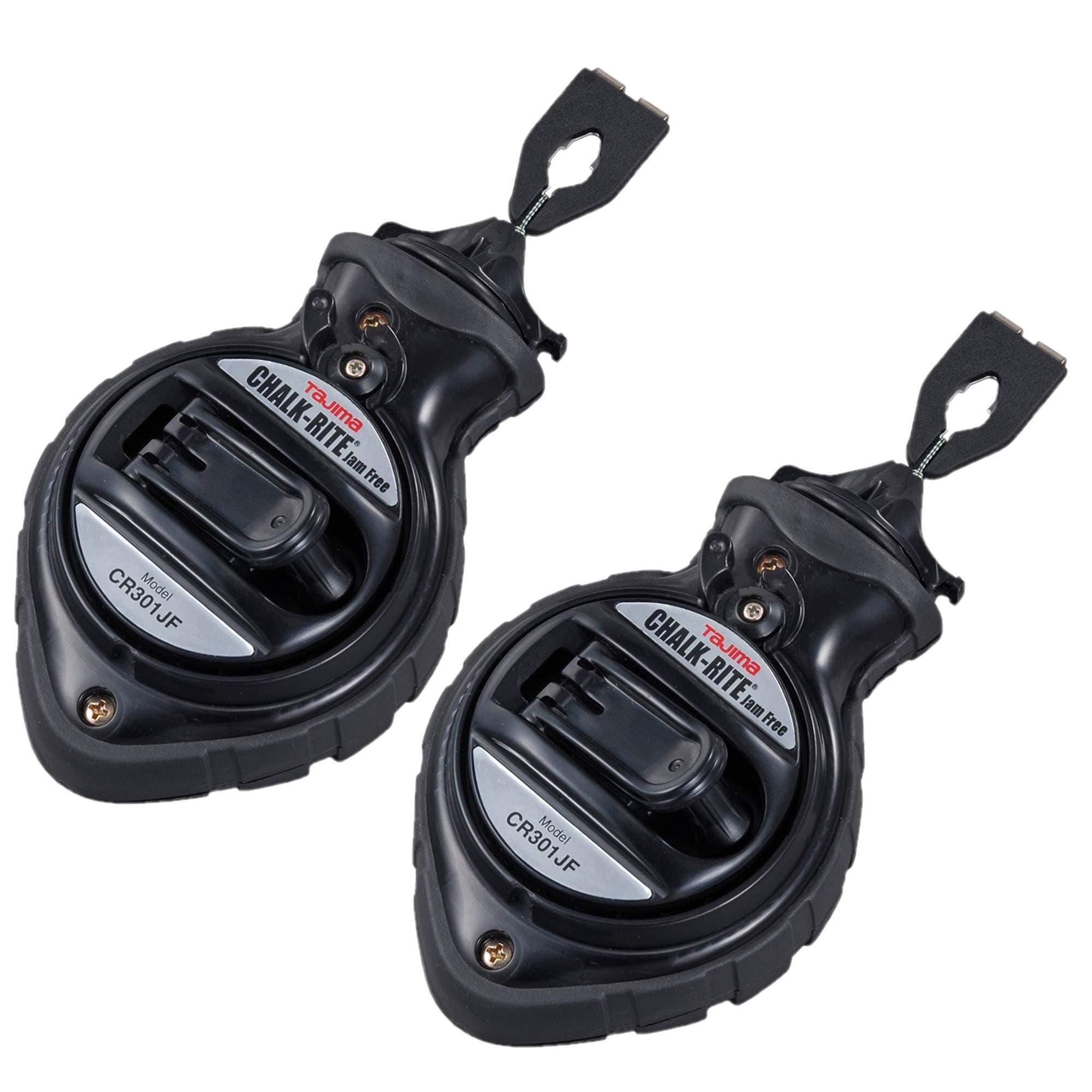 Tajima Chalk-Rite Jam Free Chalk Line - Creates Precise and Bold Markings for Construction and Carpentry Projects - Large Refill Port, ABS Case, 2-Pack - CR301JF-2P