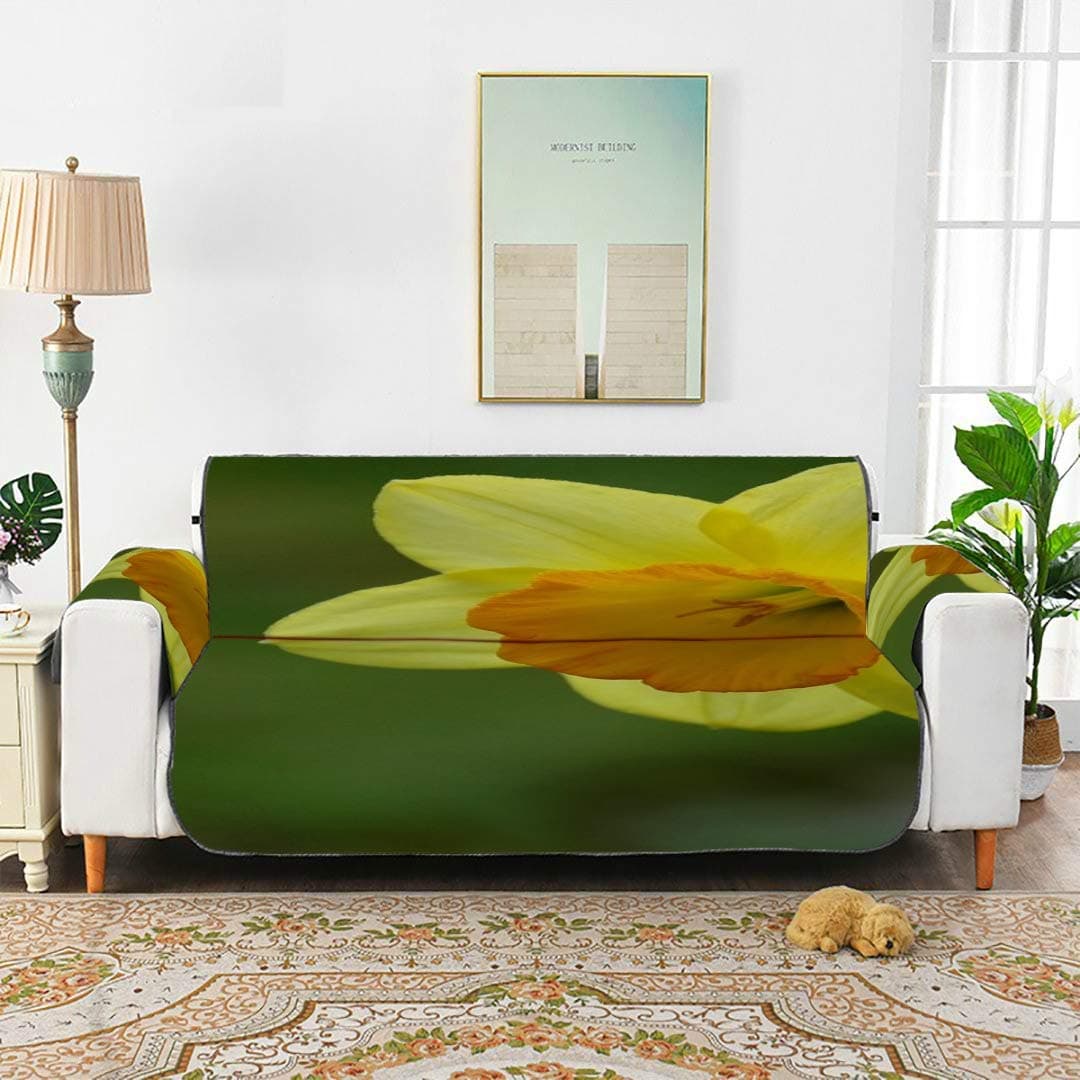 WDDHOME Flower Yellow Daffodil Dafodill Chair Couch Slipcover Child Sofa Cover Sofa Cover Up 66"(168cm) For 3 Seat Machine Wash Arm Chair Cover