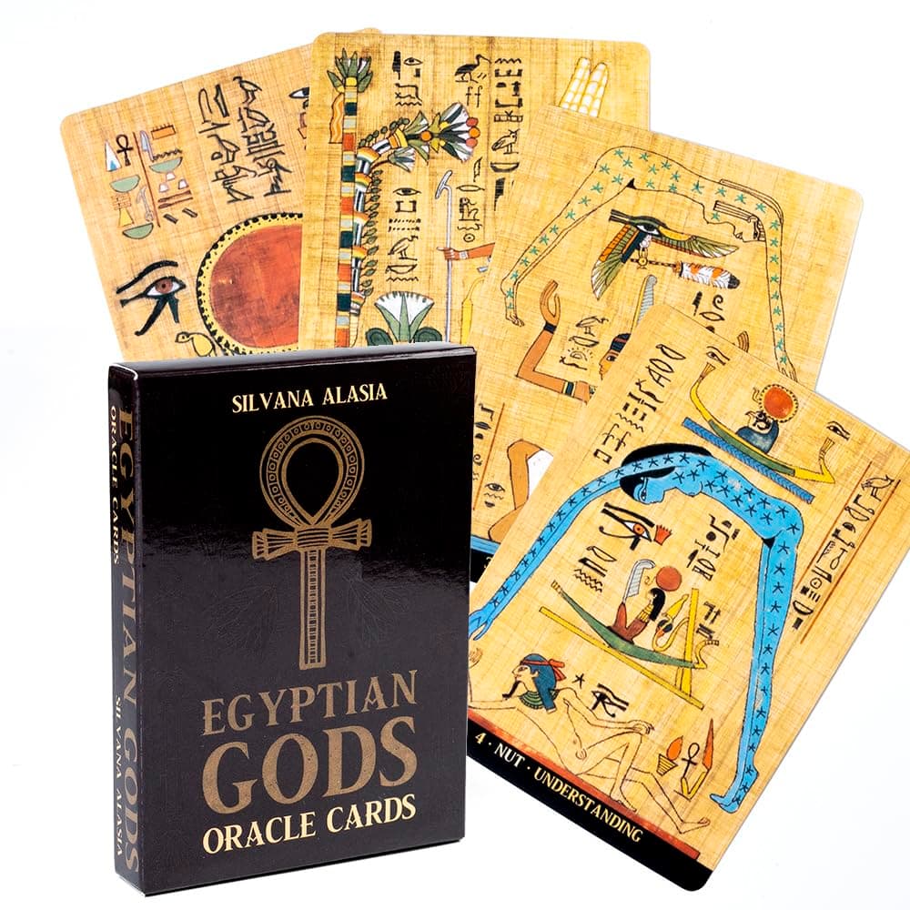 Egyptian Gods Oracle Cards - Mystical Art by Silvana Alasia - 36 Card Deck - Multilingual Edition, Size: 110mm x 65mm