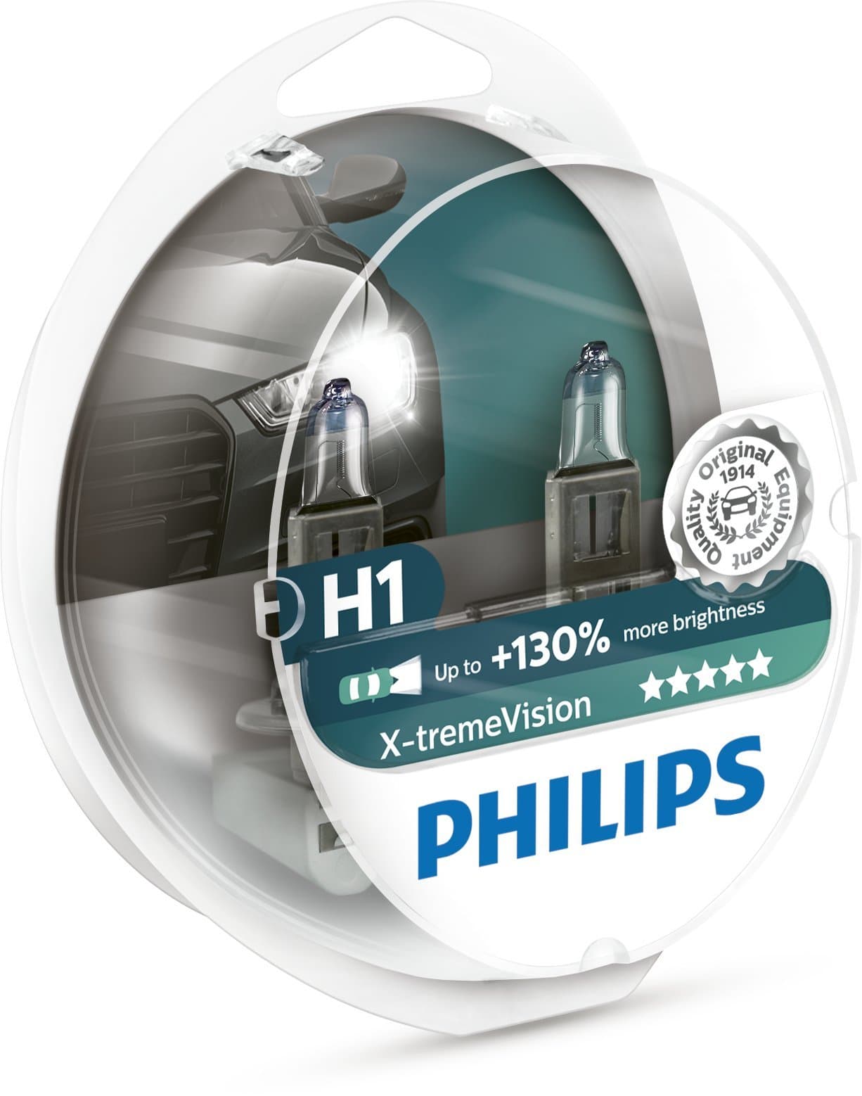 Philips 12258XV+S2 Philips X-tremeVision halogen headlamp H1 12258 XV+ 12V 55W P14,5s S2 +130% more light 45m longer beam, Set of 2