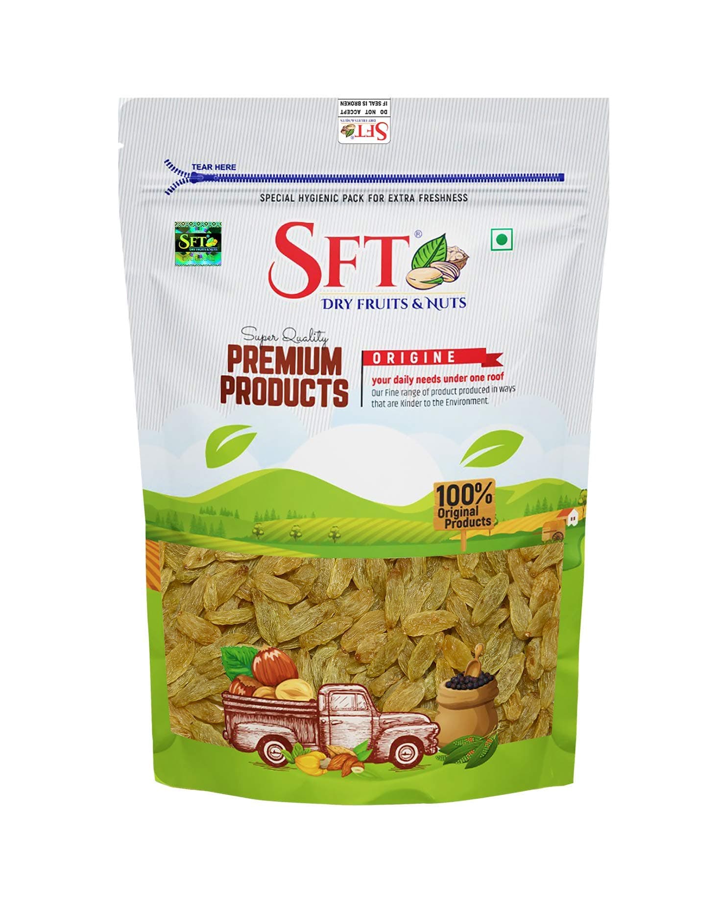 SFT Pure Raisins Seedless/Kishmish, 200g, Source Of Potassium, Premium Dry Fruits, Green Raisins