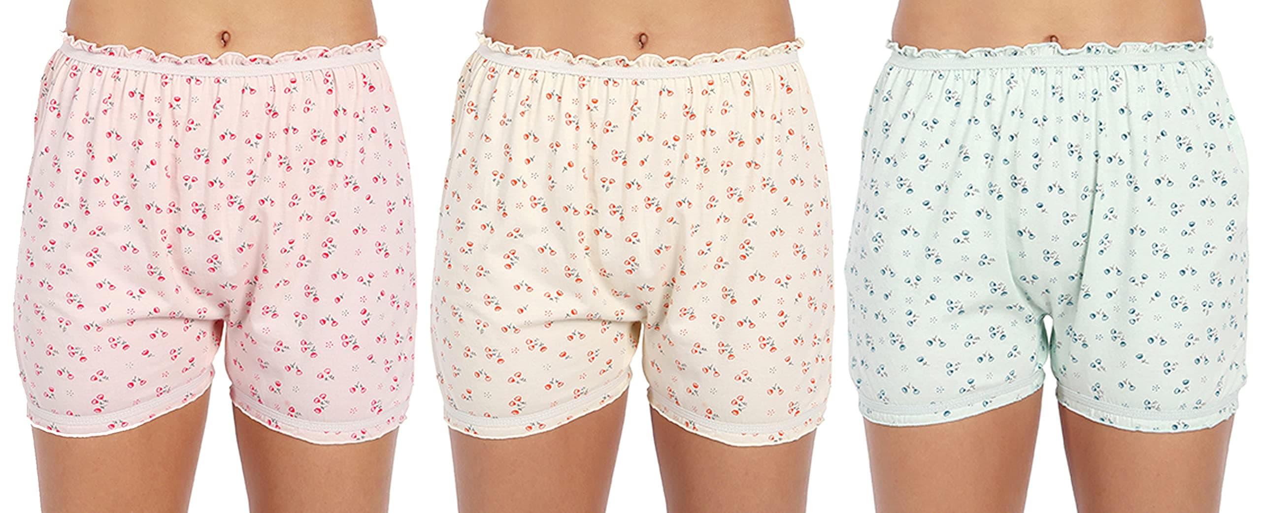 Women's 100% Super Combed Cotton Hosiery Bloomers - Pack of 3 - Anti-Chafing - Multicoloured - Perfect for Cycling, Yoga, Walking & Lounging - Boxer/Boy Shorts/Under Skirt Shorts