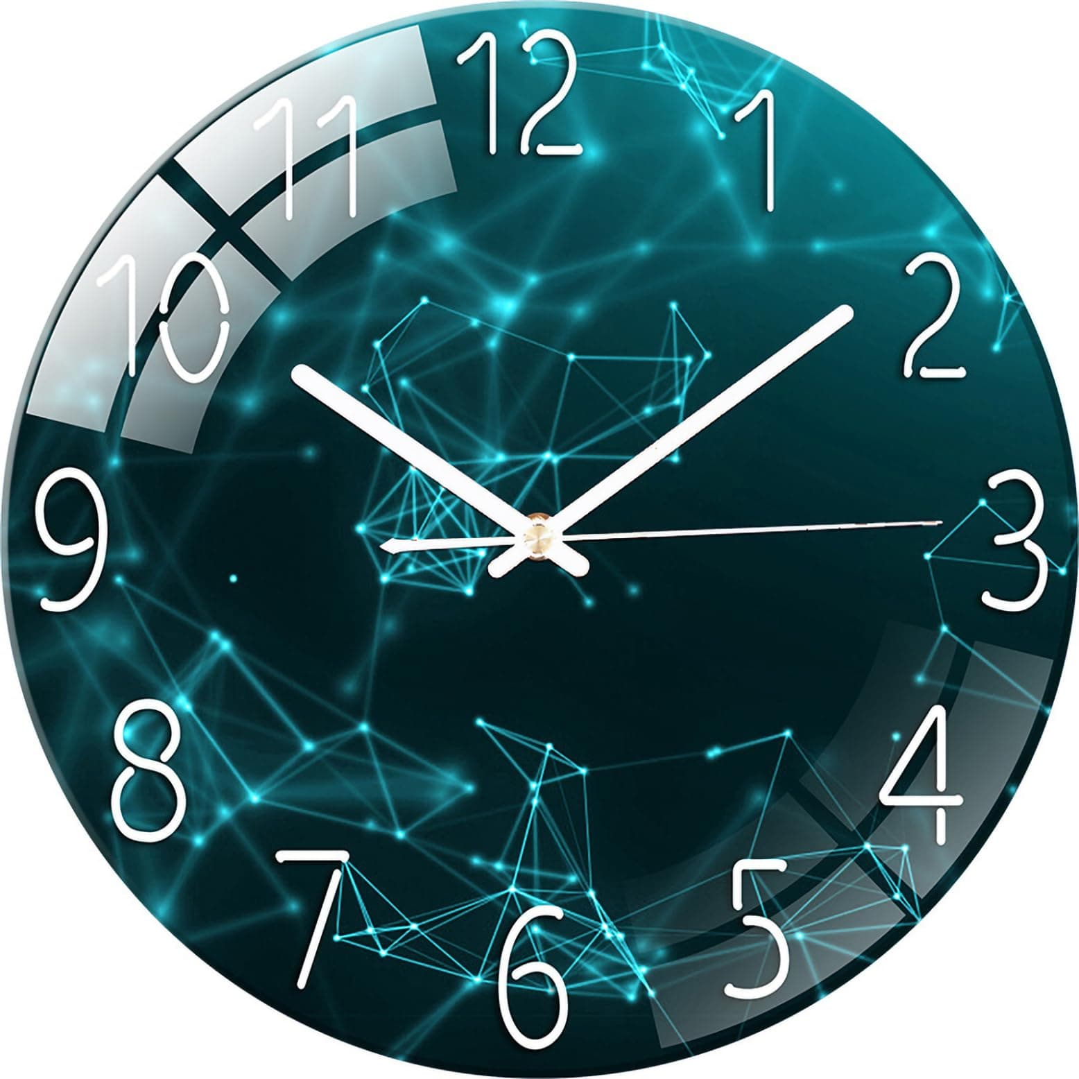 Tempered Glass Wall Clock, 12 Inches, Living Room Home Clock, Bedroom Silent European Quartz Clock