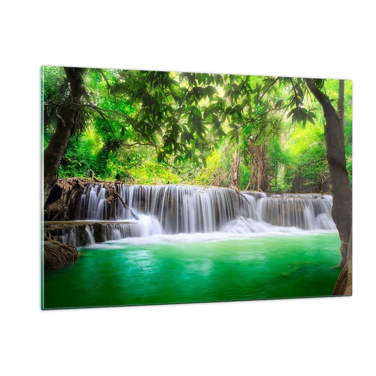ARTTOR Glass Wall Art Picture Photo Landscape Waterfall National Park Nature 120x80cm Art Glass Prints Art prints Artwork Modern Glass Pictures for Home Decorations Living Room Bedroom GAA120x80-2502