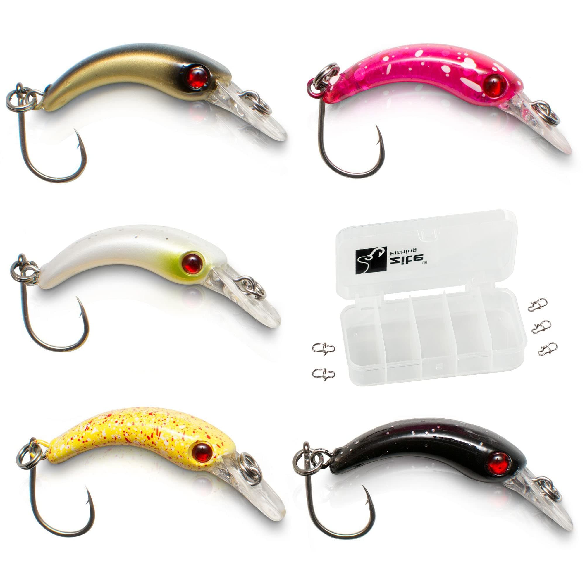 Zite Fishing Wobbler Lure Kit - Artificial Bait Set 5 Pcs with Box - Trout Perch Fishing 3,9cm 1,3g