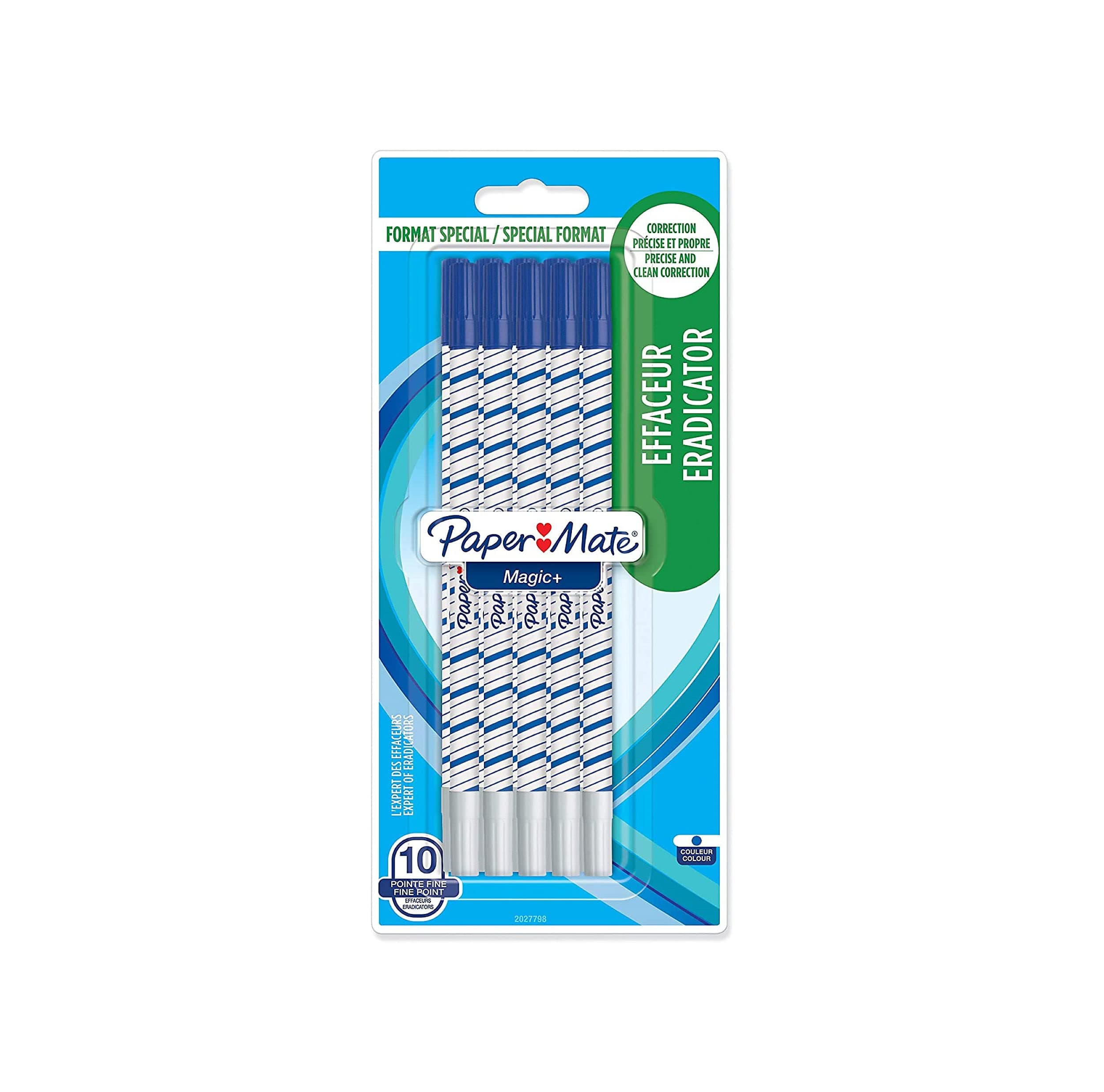 Paper Mate S0244501 Magic+ Eradicator and Correction Pen Fine Nib - Blue (Pack of 10)