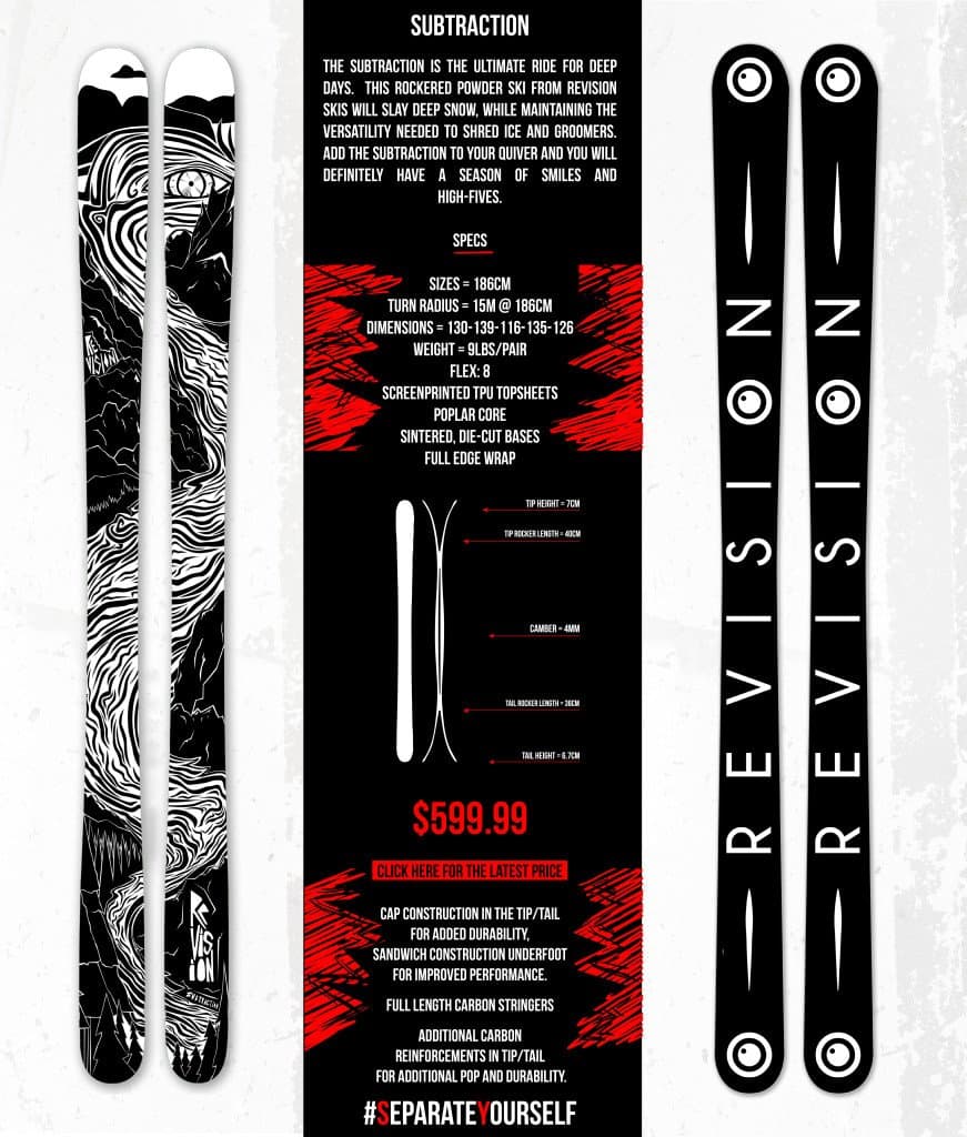 2015 Subtraction Twin Tip Powder Skis - 186cm