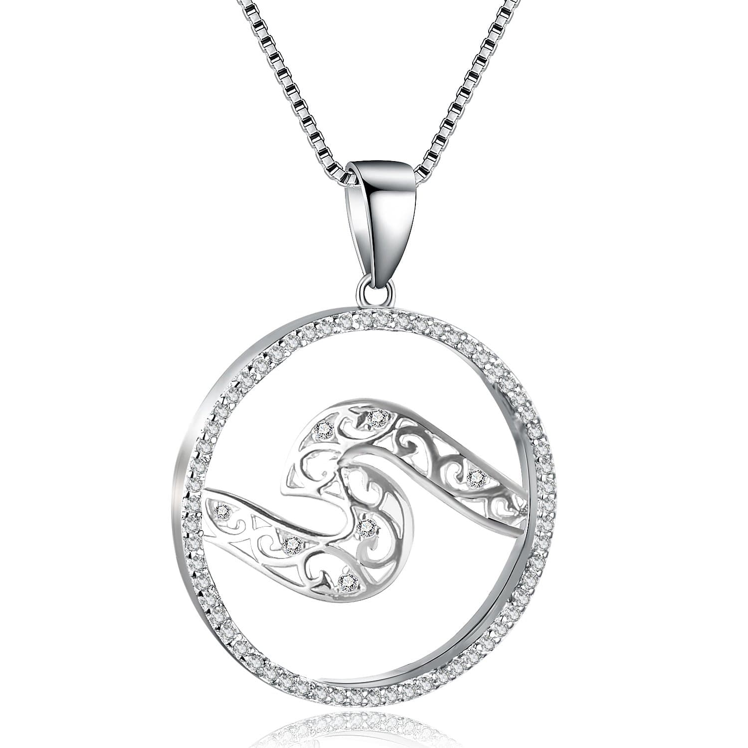 Blaike 925 Sterling Silver Necklace Pendant Zodiac Necklace Scorpio Earrings Sagittarius Pendant or Studs Constellation Earrings for Girls Capricorn Pendant for Women (Wave Pendant)