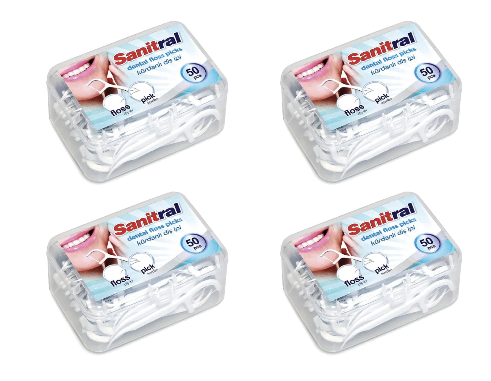 Sanitral Dental Floss Sticks, Strong Non-Shred Floss, 2 in 1 Advance Cleaning Toothpick in Clear Box Perfect for Family,Hotel,Travel (200 pcs)