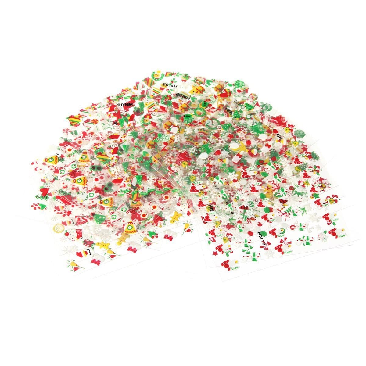 Colorlife 25 Sheets 3D Nail Art Christmas Design Transfer Decals Sticker with Calendar Card